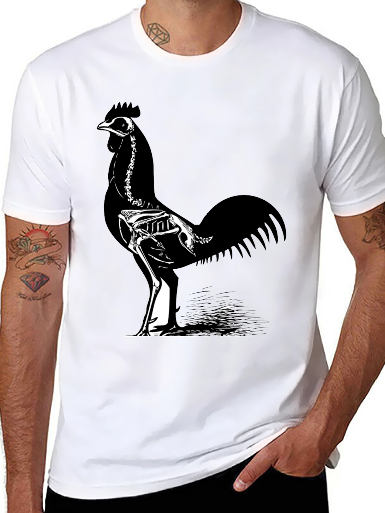 Black Skeleton Rooster T-Shirt - Black view 8