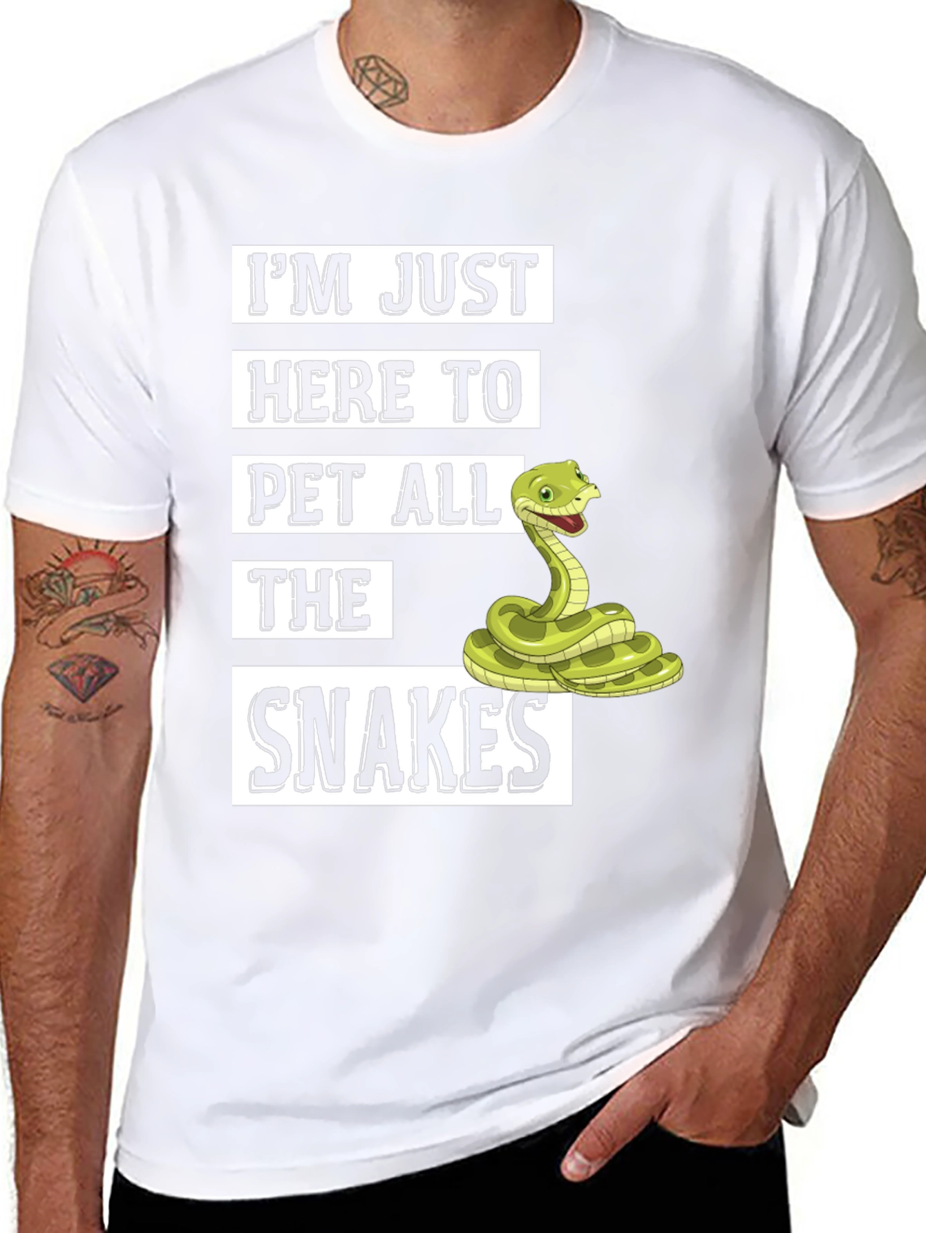 Black I'm Just Here to Pet All The Snakes T-Shirt view 8