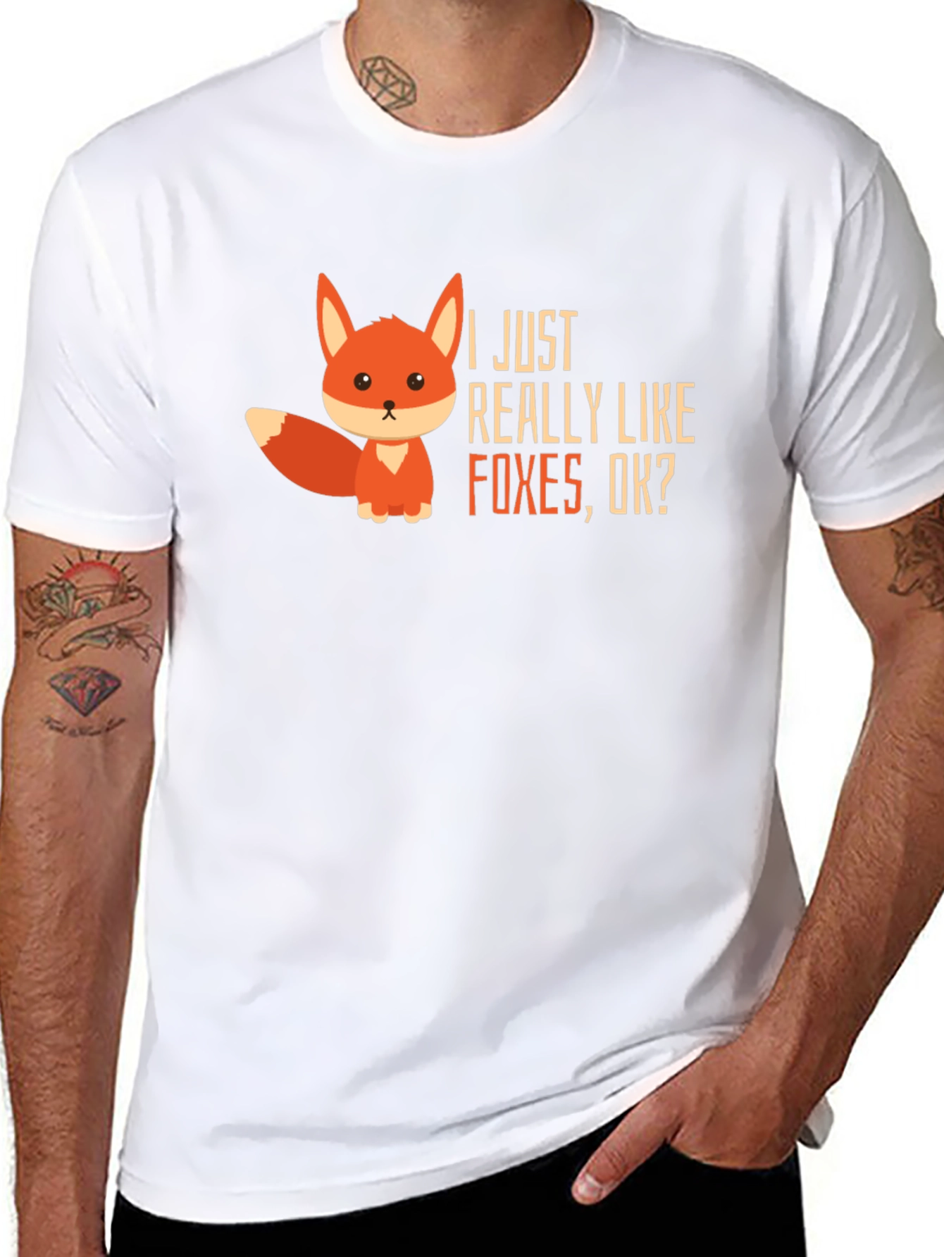 Black Cute Fox Graphic Tee - I Just Really Like Foxes view 8