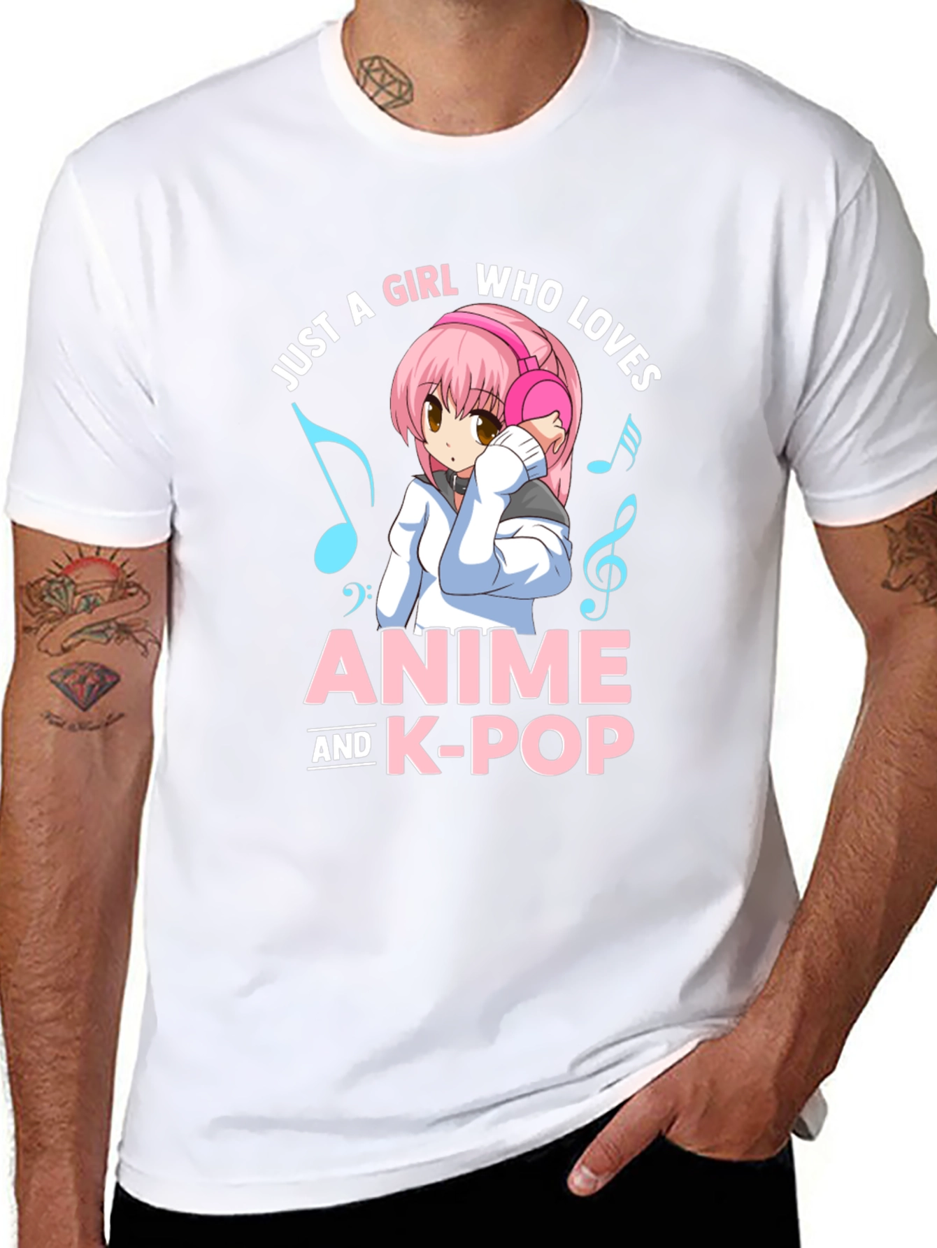 Black Anime & K-Pop Lover T-Shirt - Kawaii Girl Design view 8