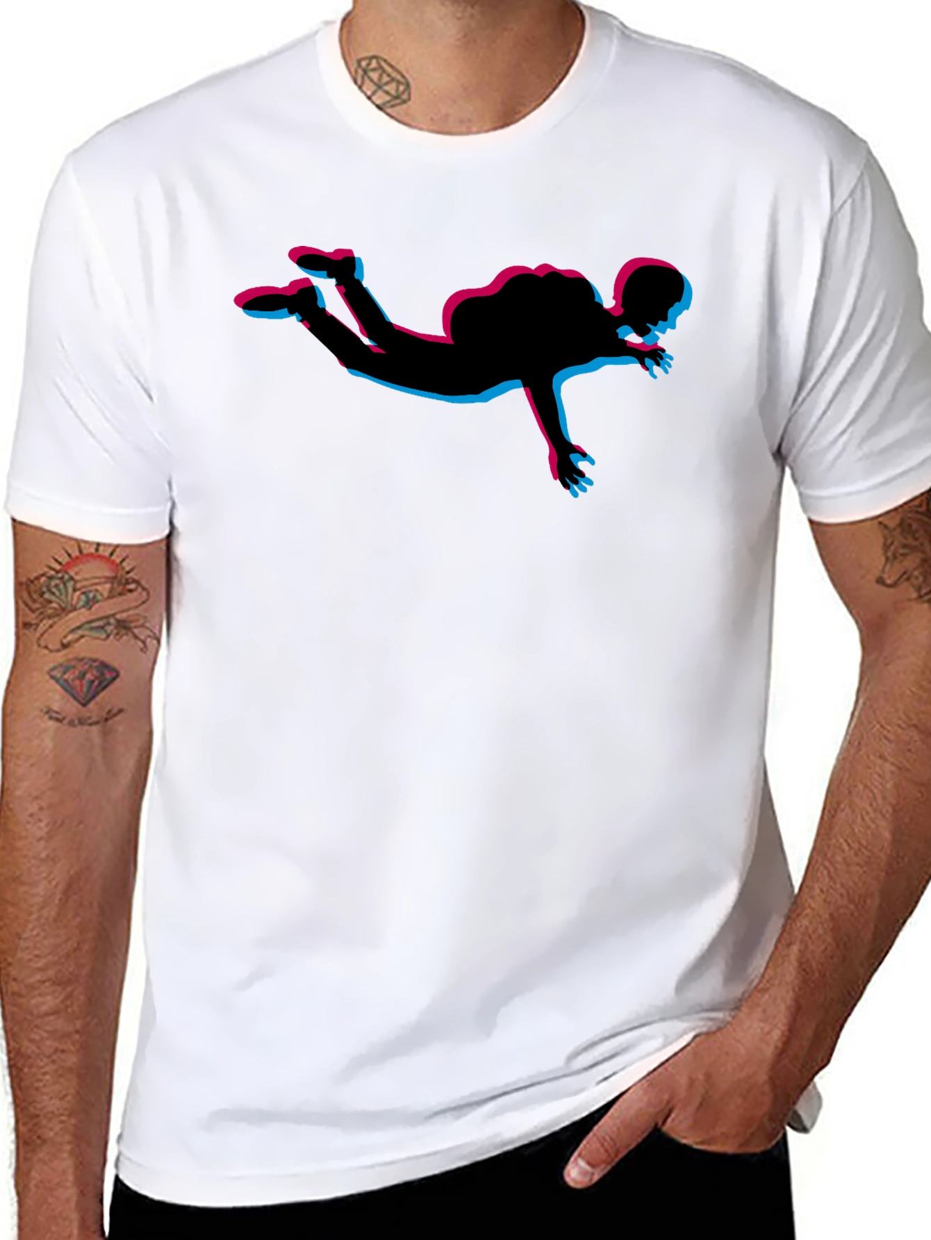 Black Skydiving Silhouette Graphic Tee - Black view 8
