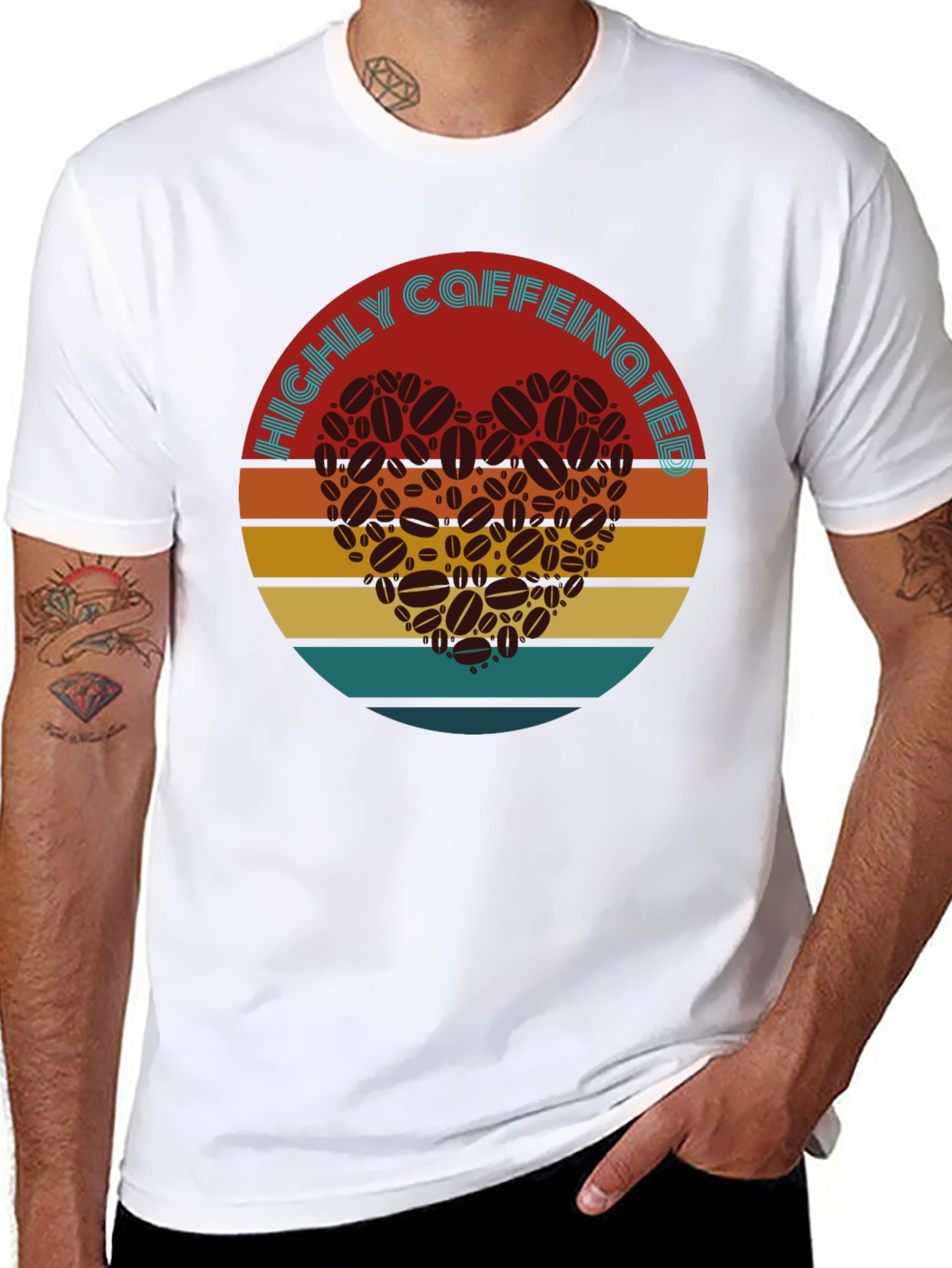 Black Highly Caffeinated Coffee Bean Heart T-Shirt view 8