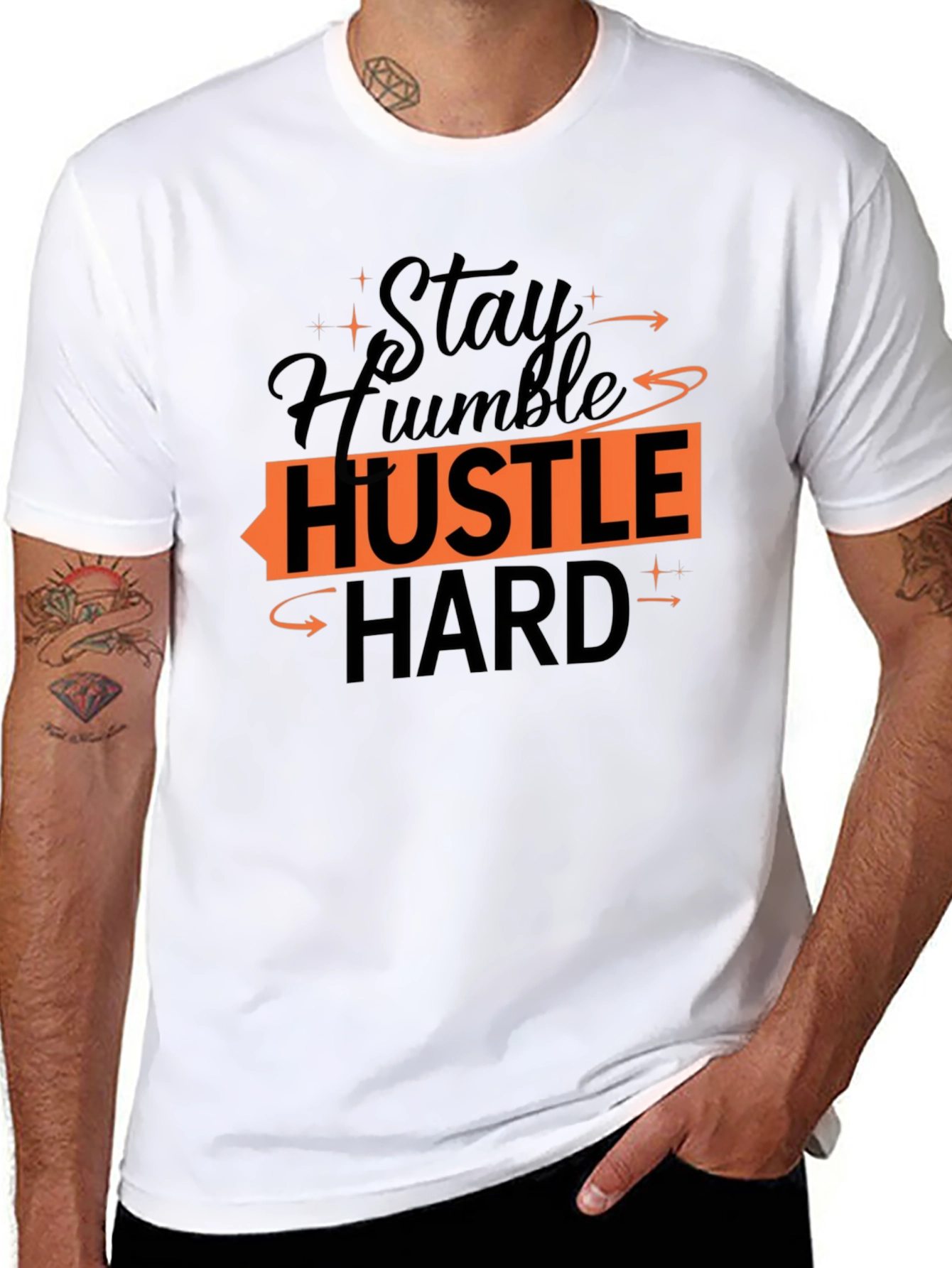 Black Stay Humble Hustle Hard Graphic Tee view 8