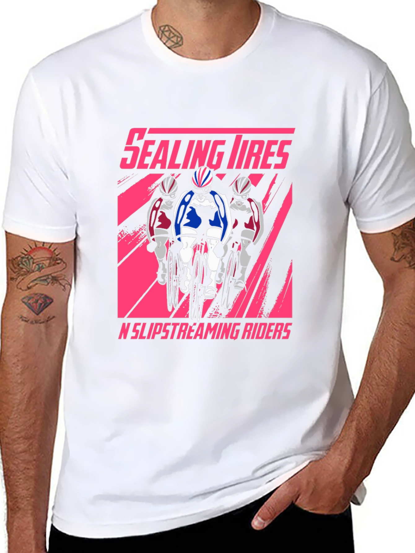 Black Sealing Tires Cycling T-Shirt - Slipstreaming Riders view 8