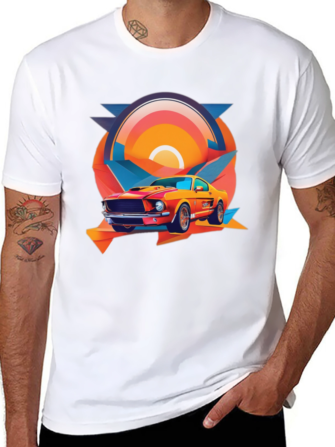 Black Retro Muscle Car Graphic Tee - Black view 8