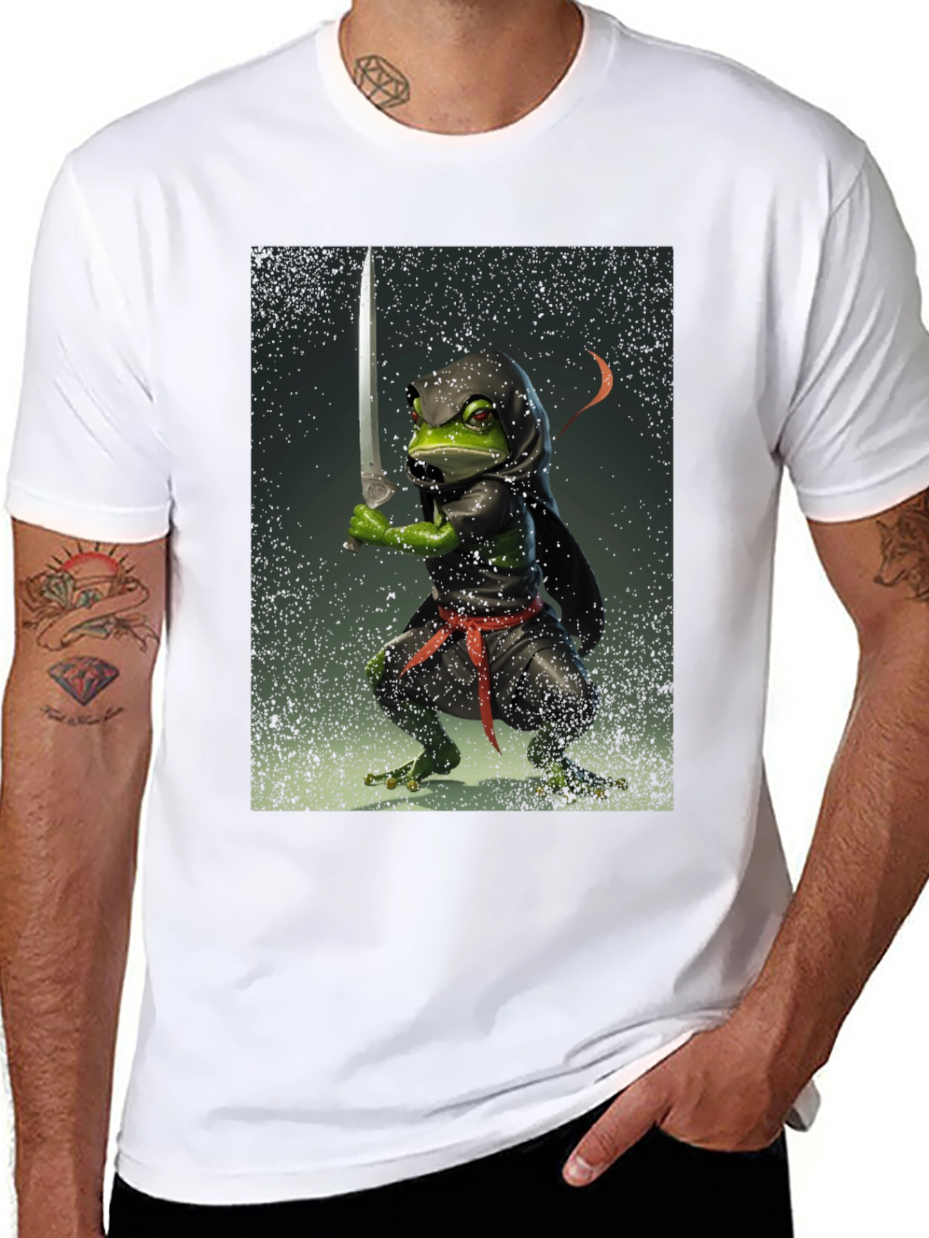 Black Ninja Frog T-Shirt - Funny Graphic Tee view 8