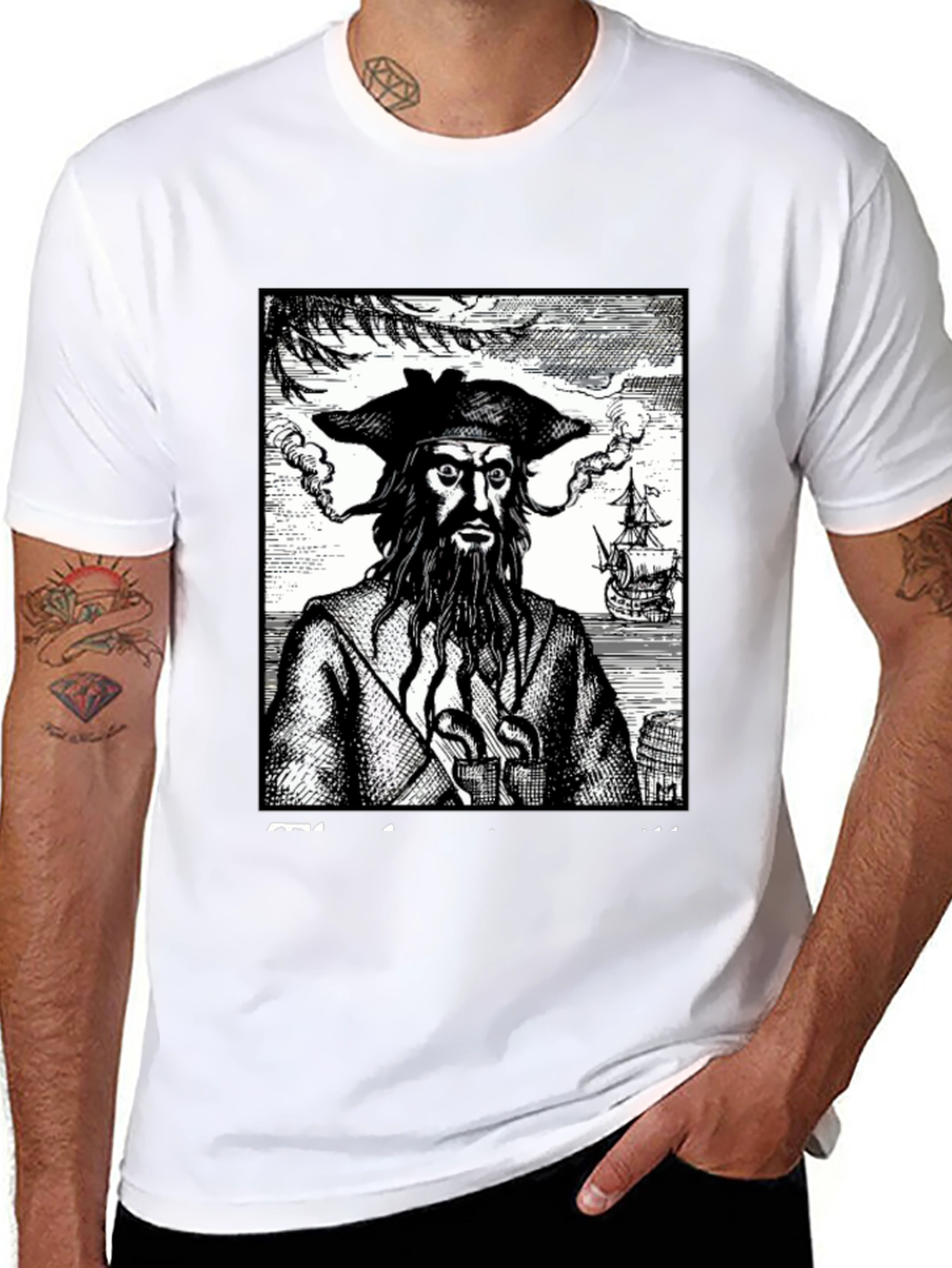 Blackbeard Pirate Graphic Tee - Classic Novelty Shirt - 8