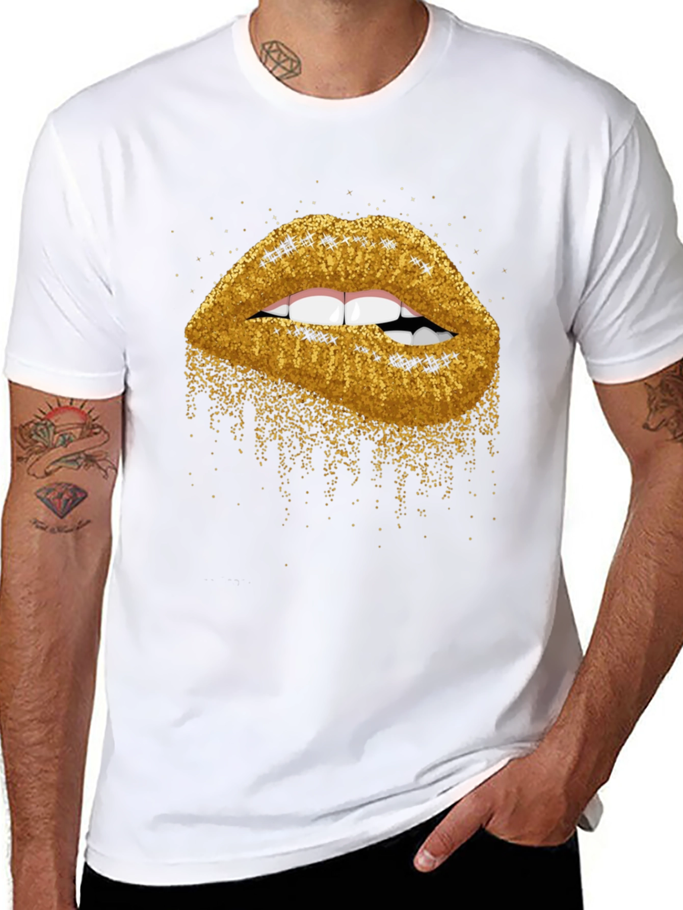 Black Glitter Lips Graphic Tee - Bold & Stylish view 8