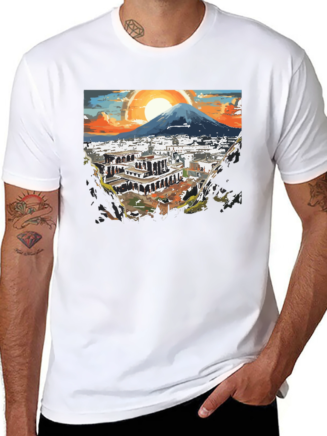 Black Scenic City View Graphic Tee - Black view 8