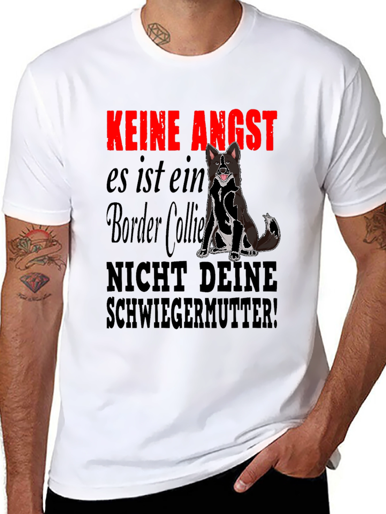 Black Keine Angst Border Collie Graphic T-Shirt view 8