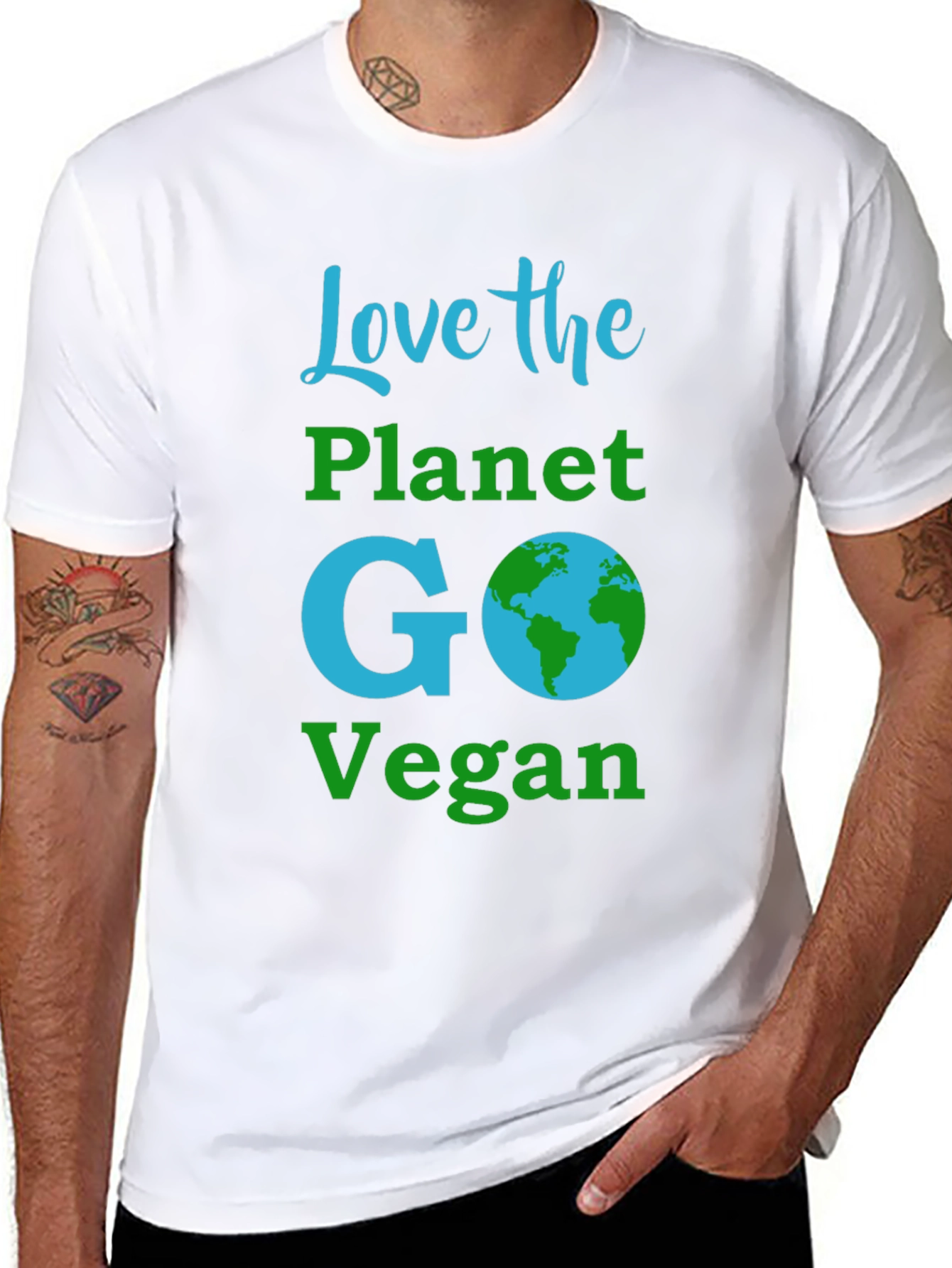 Black Love the Planet Go Vegan T-Shirt view 8