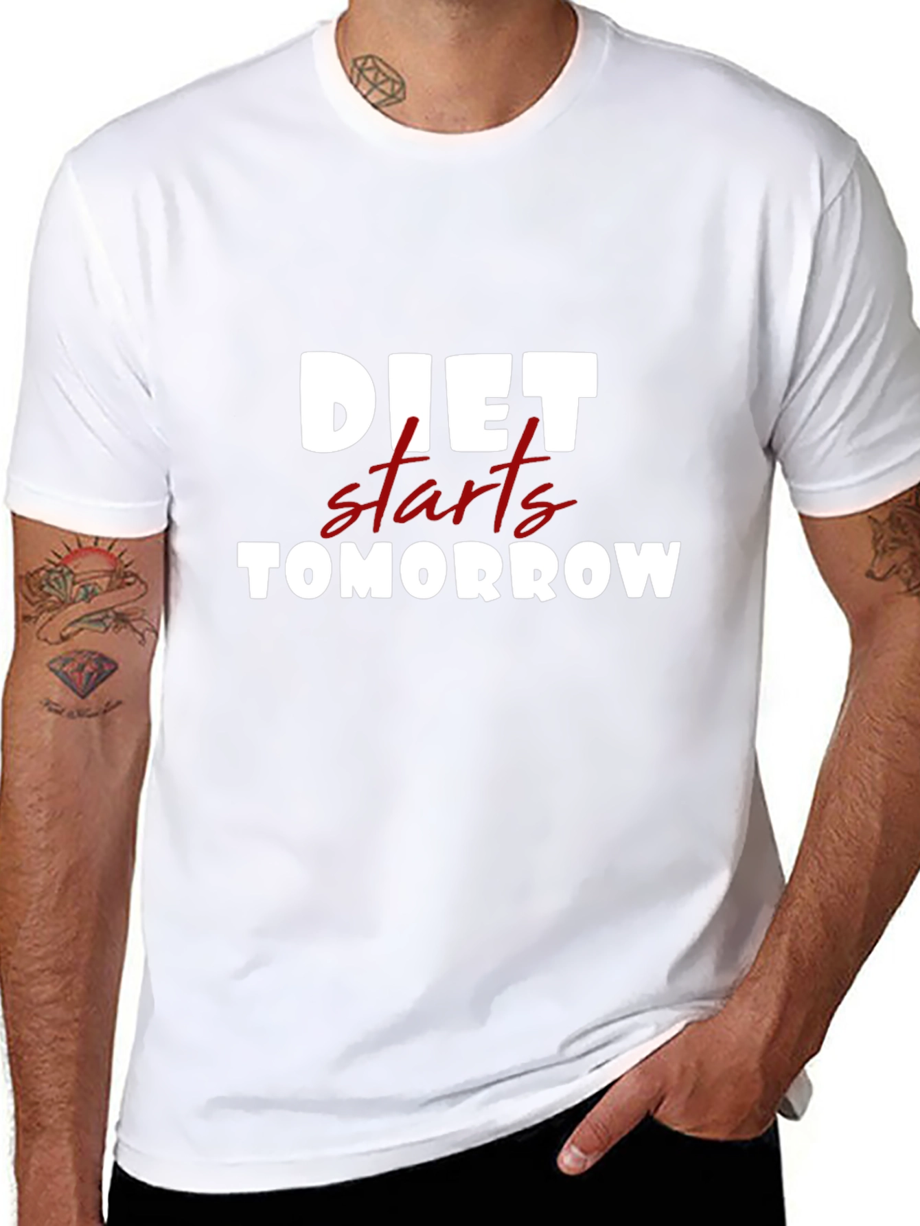 Black Diet Starts Tomorrow Funny T-Shirt view 8