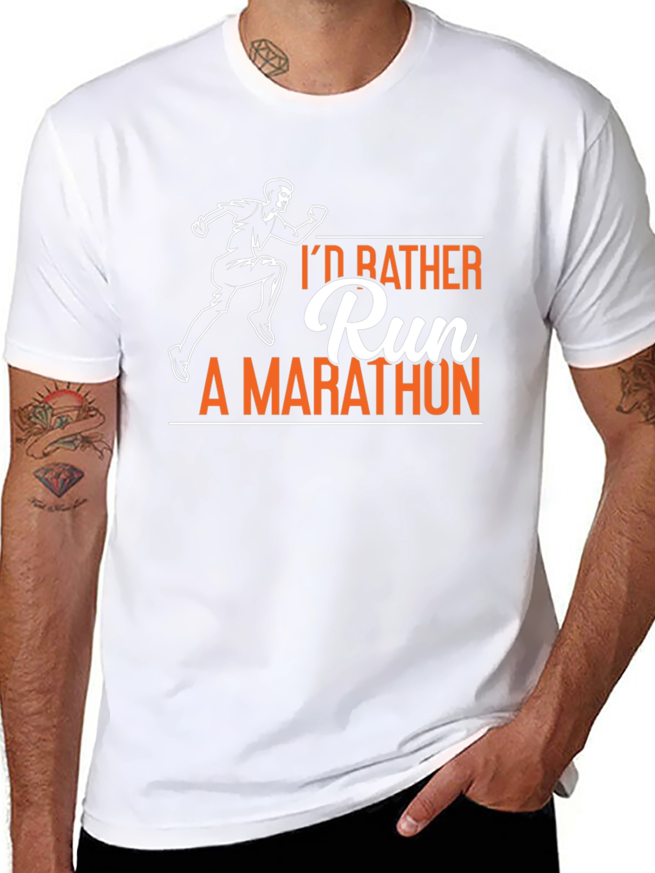 Black I'd Rather Run A Marathon T-Shirt view 8