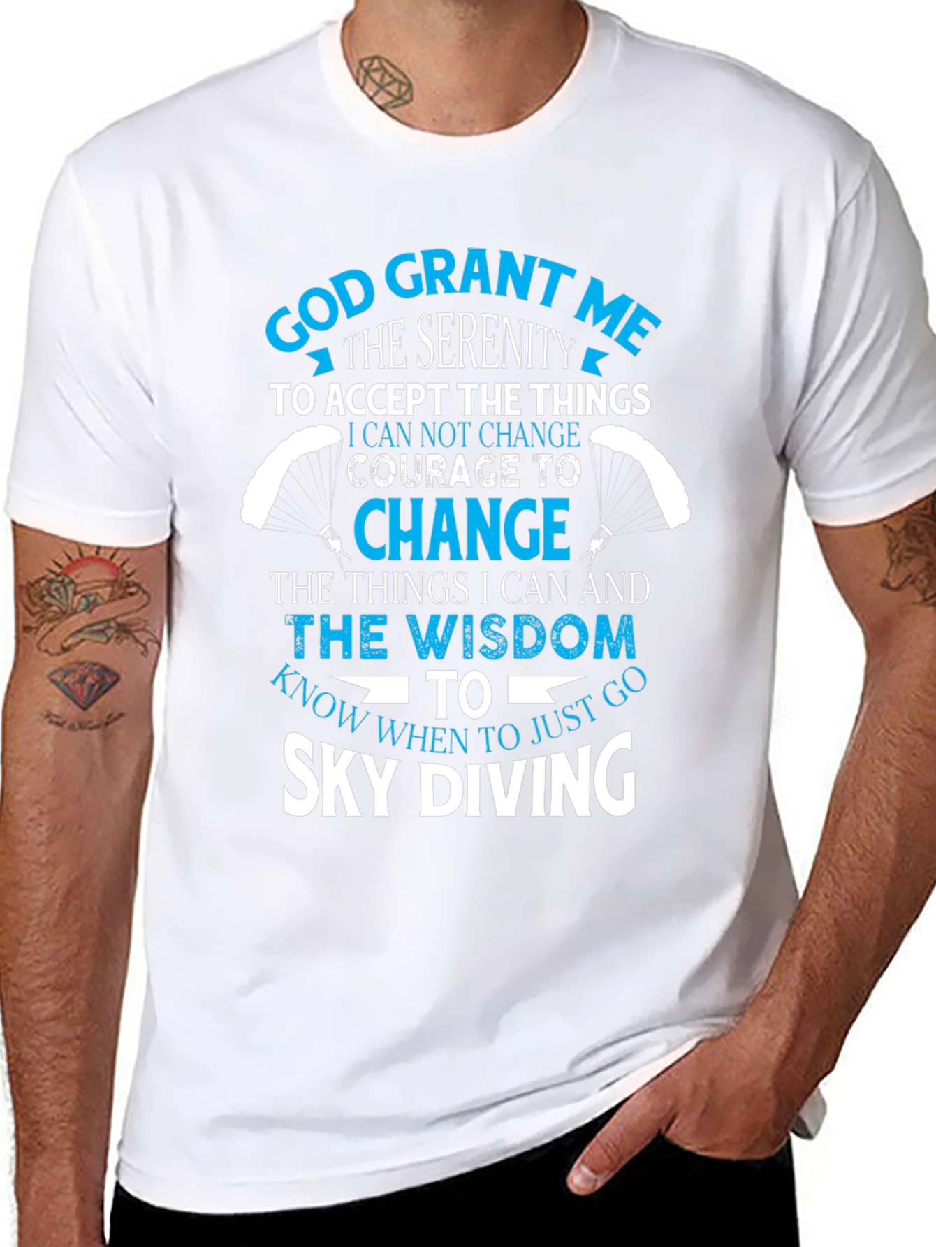 Black Sky Diving Serenity Prayer Graphic T-Shirt view 8