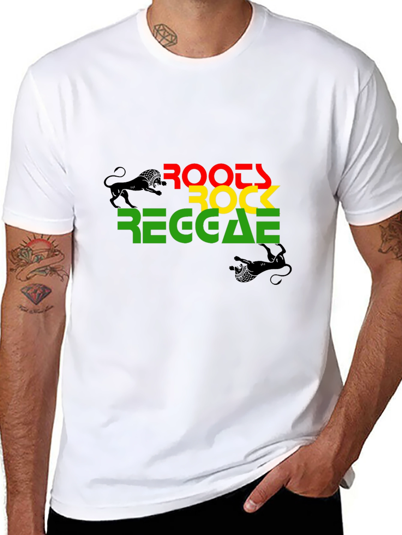 Black Roots Rock Reggae Graphic T-Shirt view 8