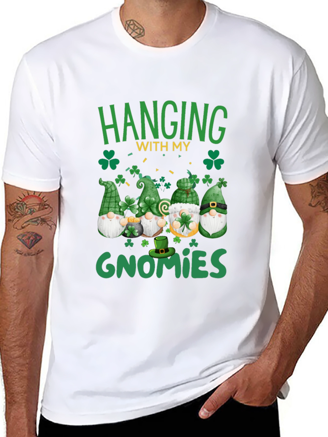 Black St. Patrick's Day Gnome T-Shirt view 8