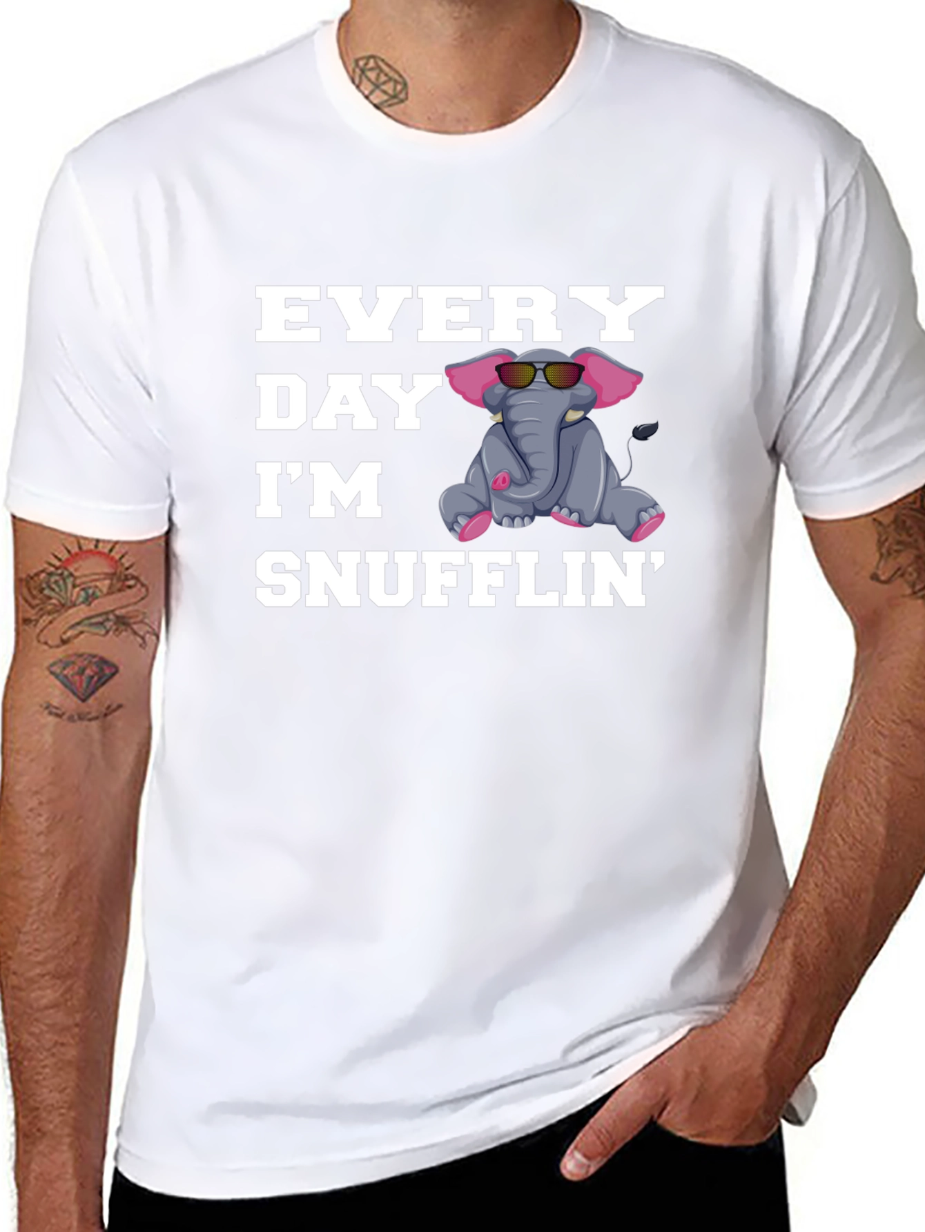 Black Everyday I'm Snufflin' Elephant T-Shirt view 8
