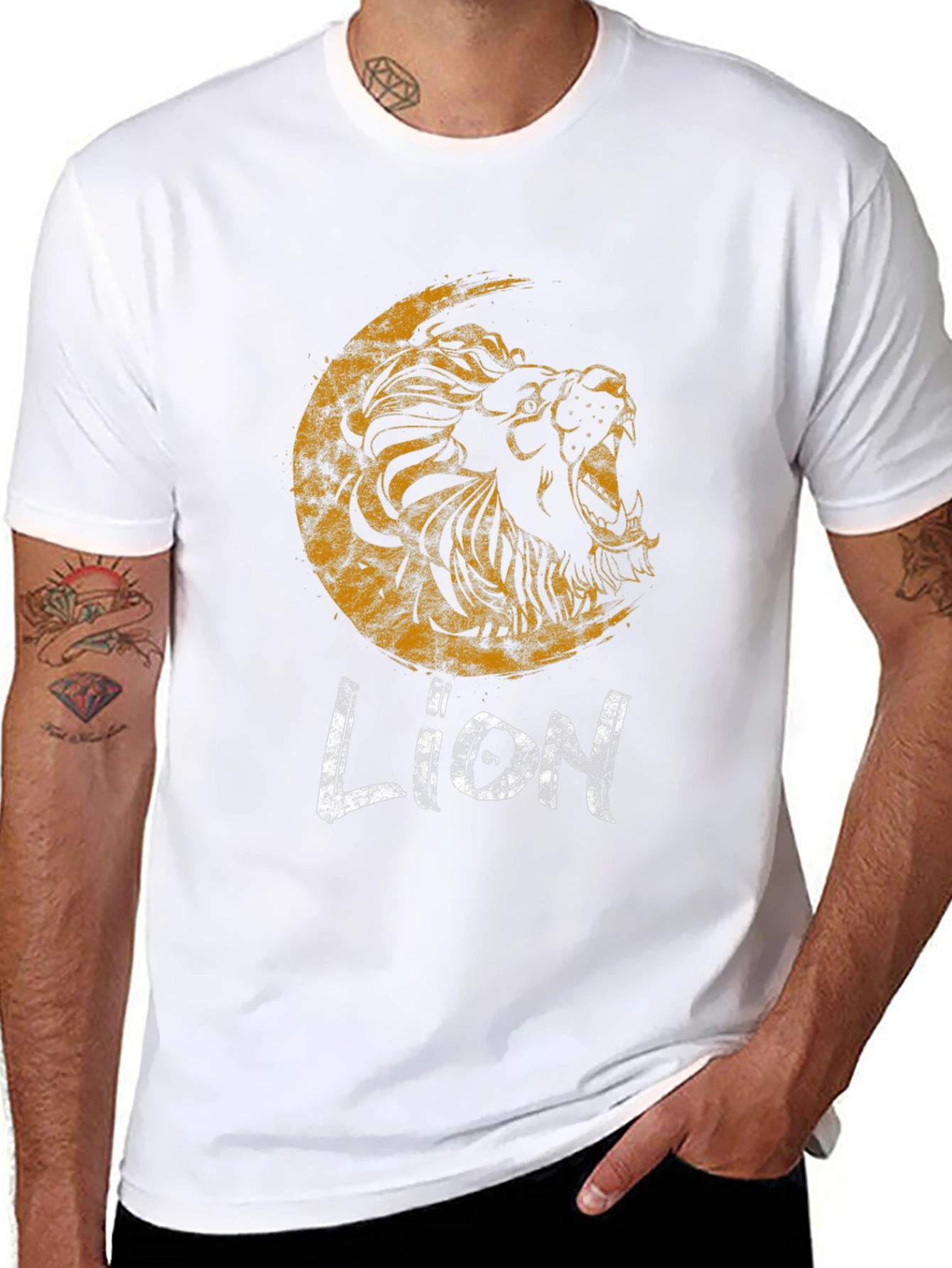 Black Lion Graphic Print Black T-Shirt view 8