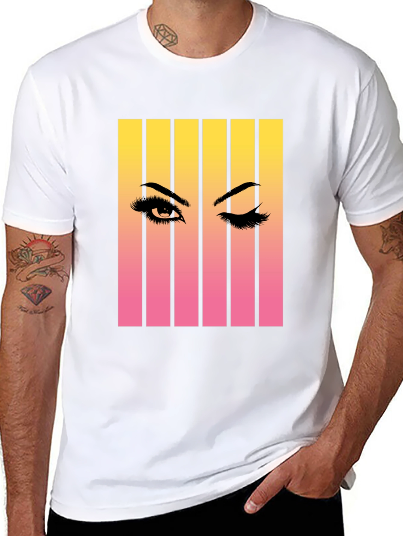 Black Eye Wink Graphic Tee - Retro Style Unisex T-Shirt view 8