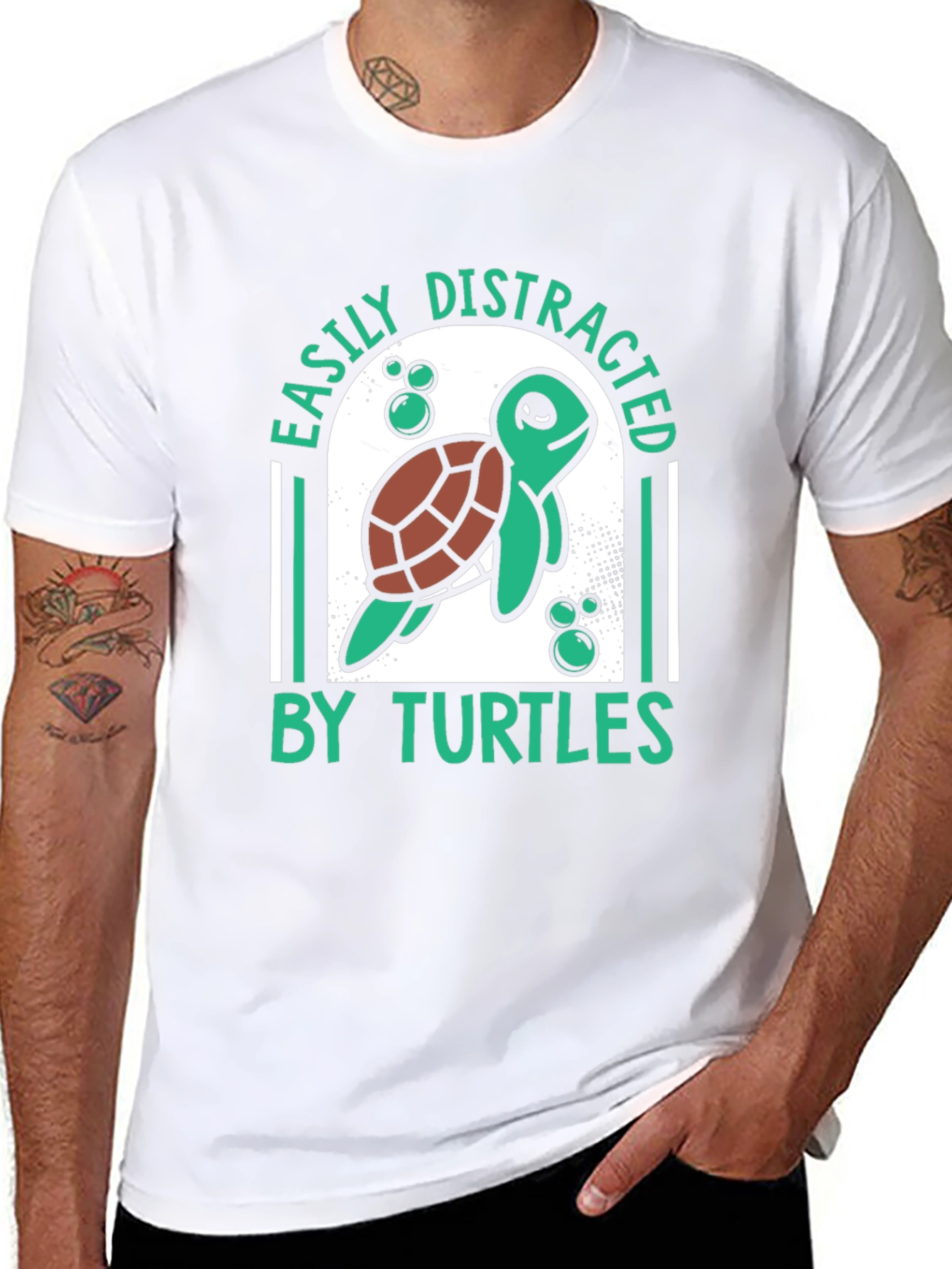 Black Easily Distracted By Turtles Graphic T-Shirt view 8