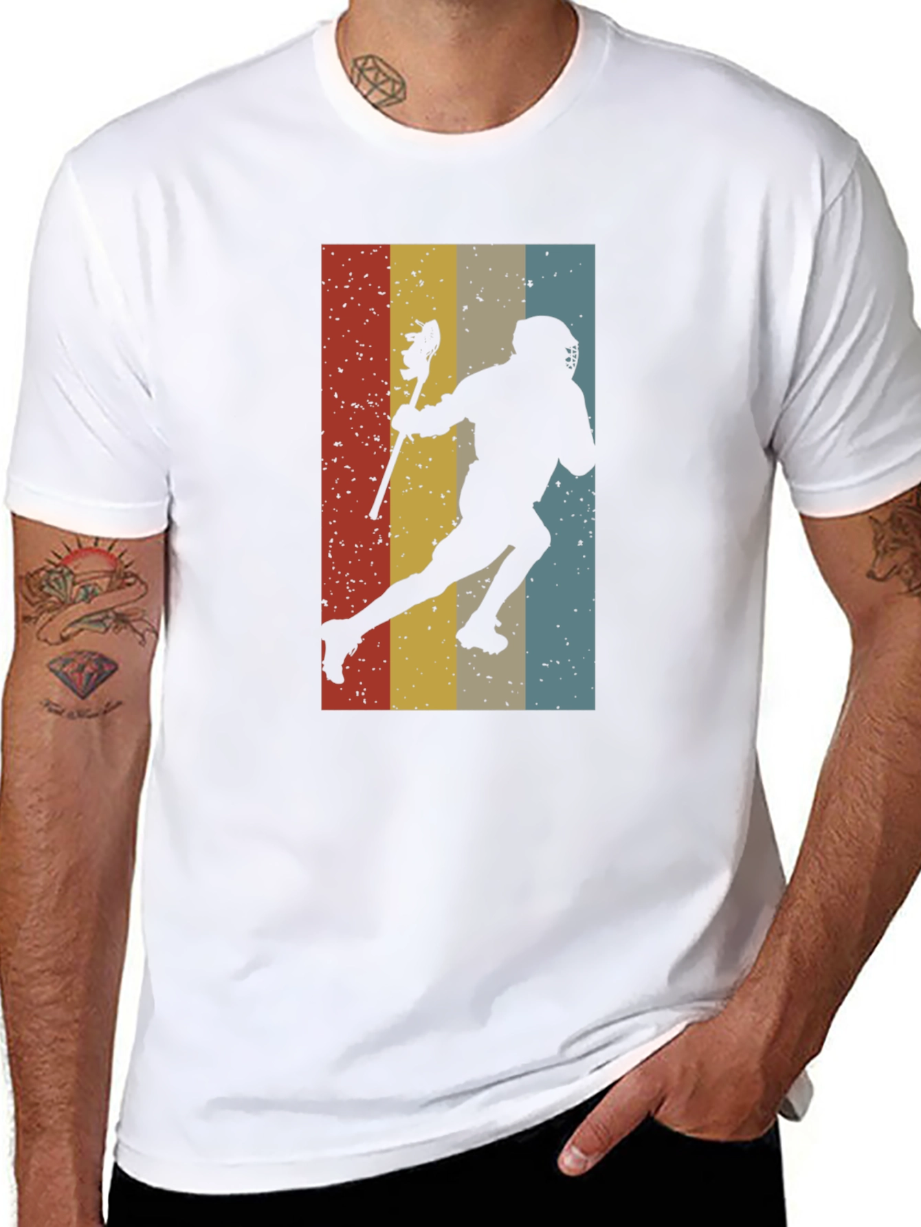 Black Vintage Lacrosse Player Graphic Tee view 8
