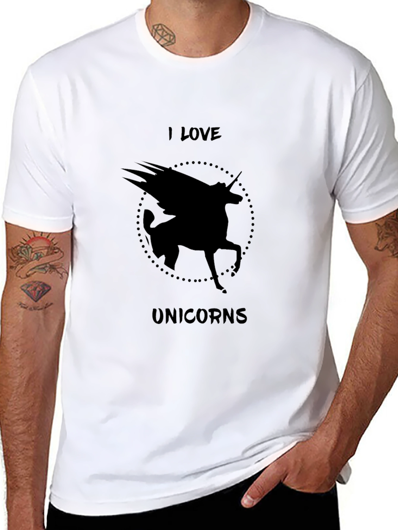 Black I Love Unicorns Black Graphic Tee view 8