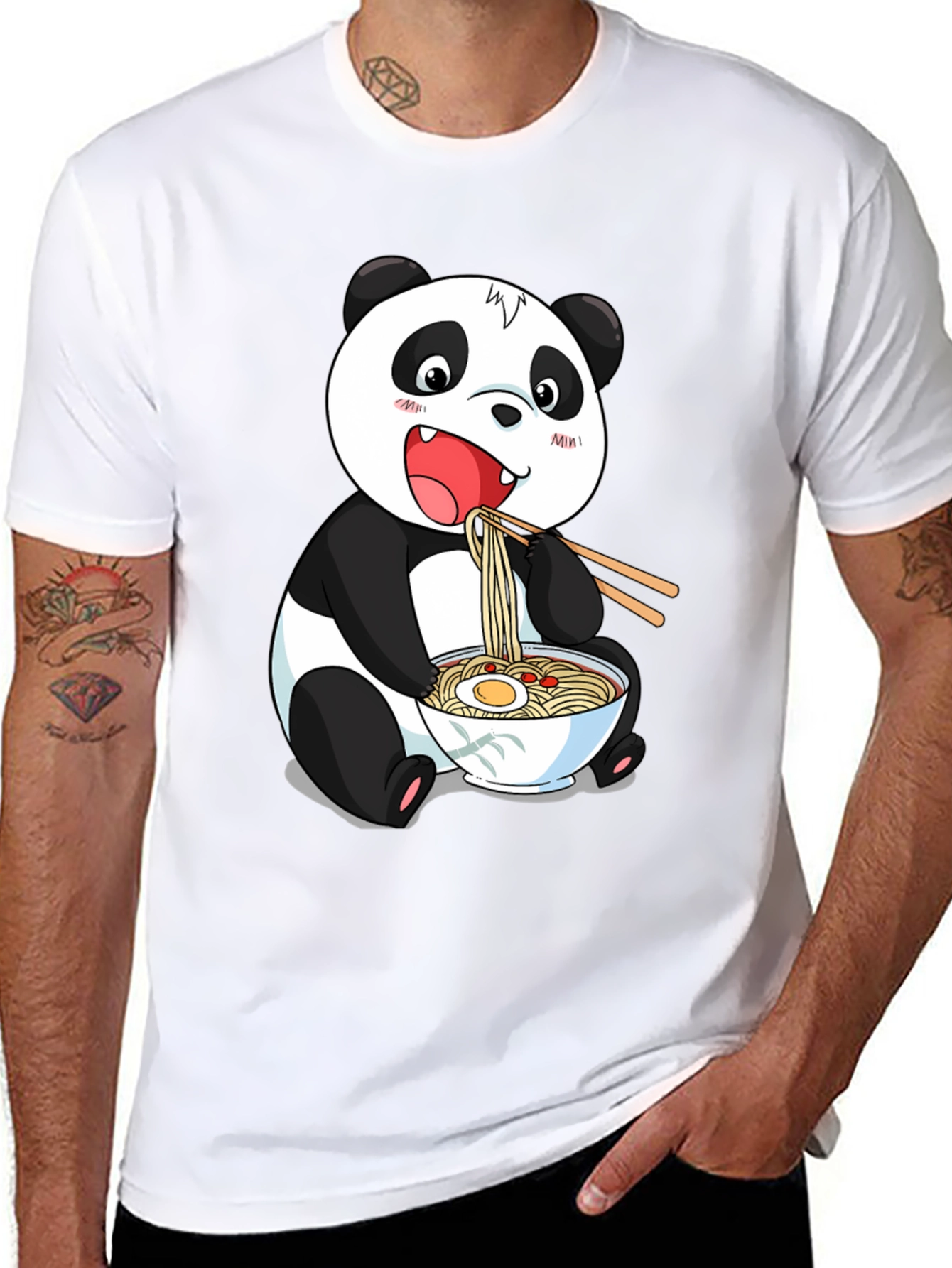 Black Panda Ramen Graphic Tee - Cute Cartoon Style view 8