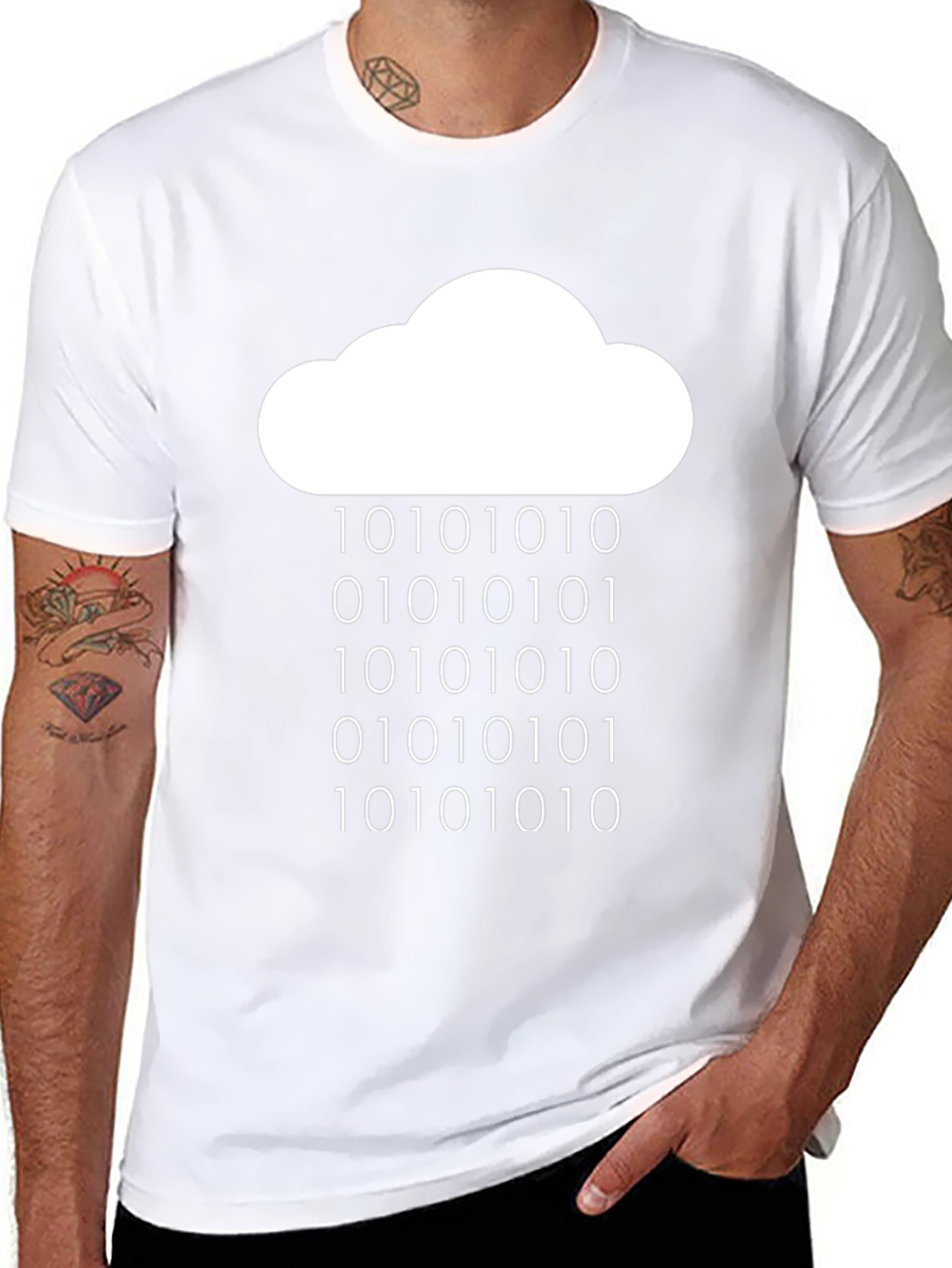 Black Cloud Binary Code T-Shirt - Geeky & Stylish view 8