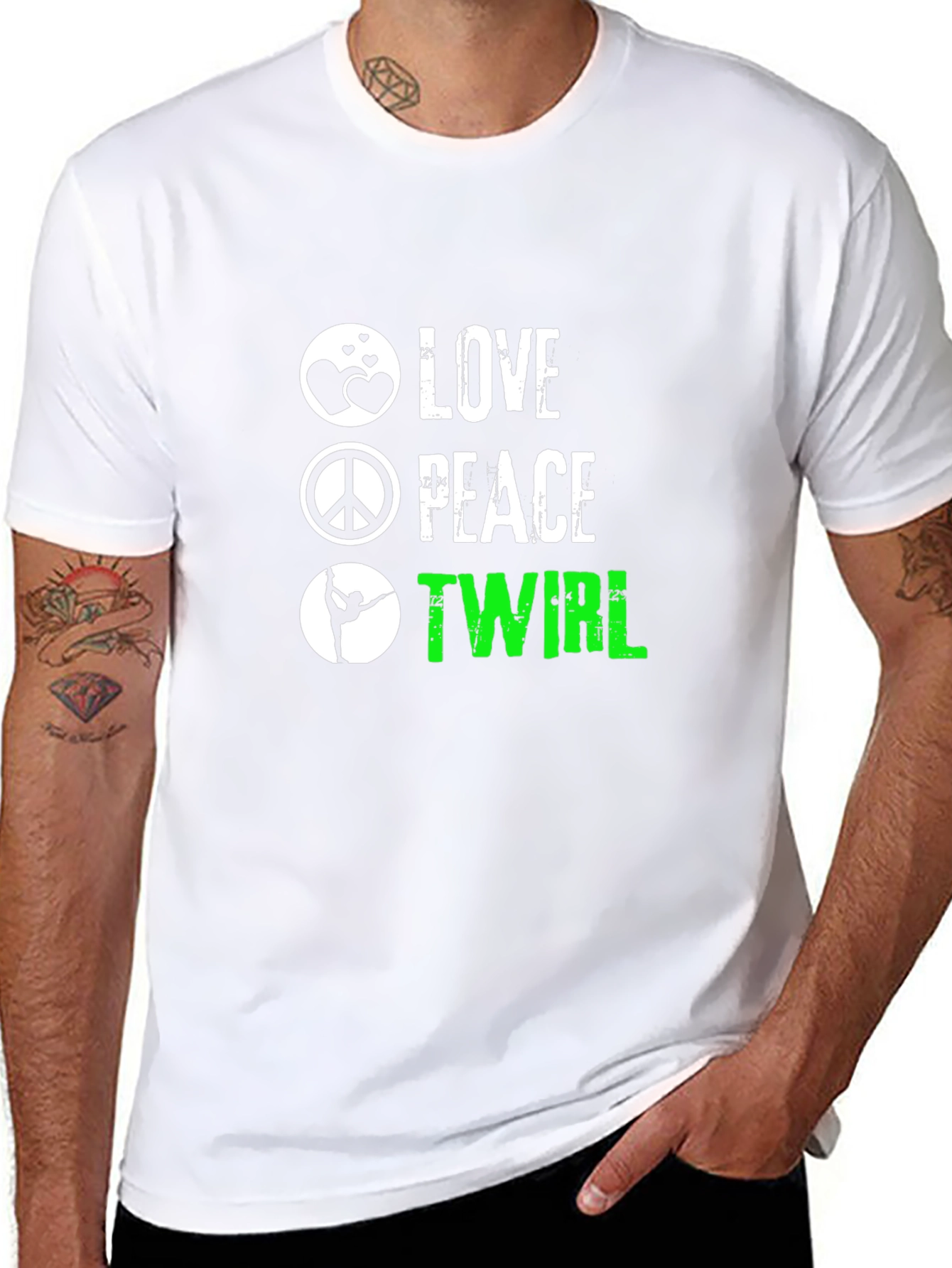Black Love Peace Twirl Graphic Tee - Soft Cotton Blend view 8