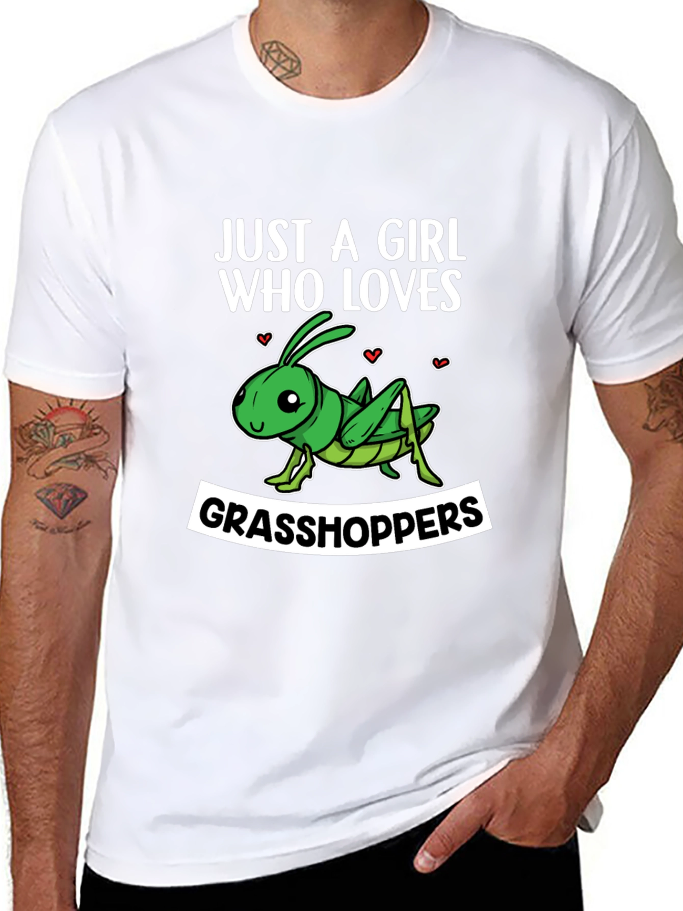 Black Grasshopper Lover T-Shirt - Just A Girl Who Loves view 8