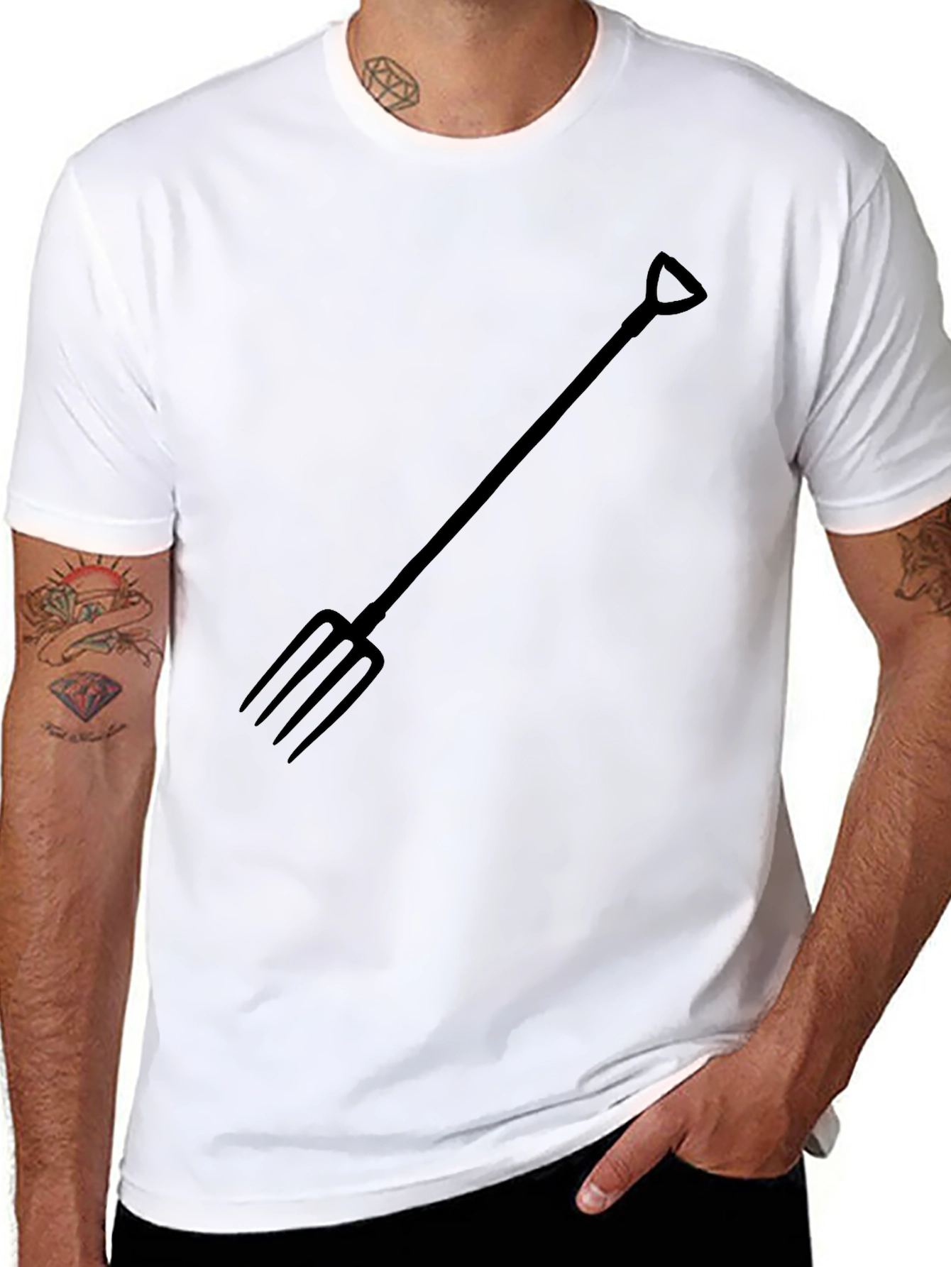 Black Black T-Shirt with Pitchfork Graphic view 8