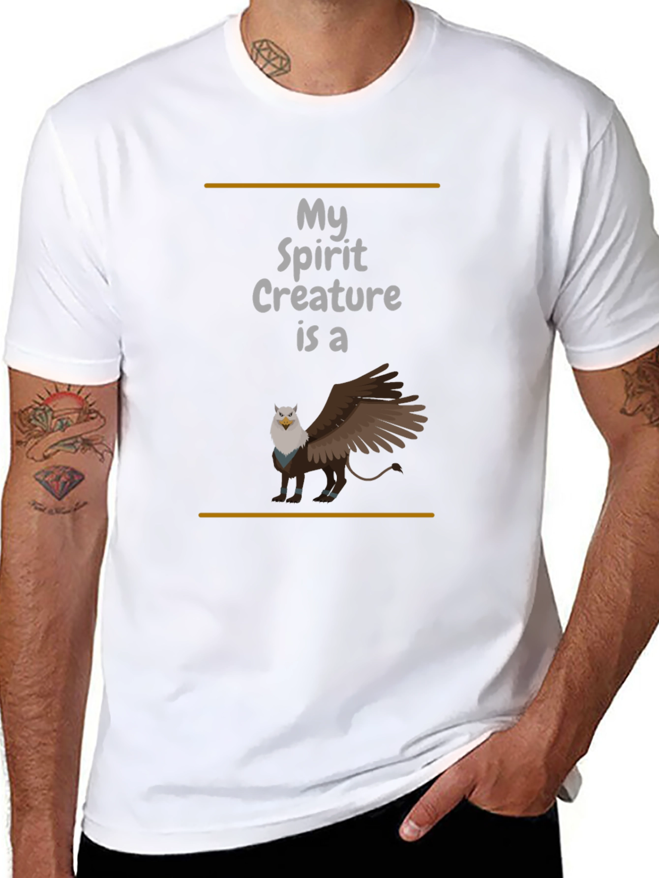 Black My Spirit Creature Gryphon Graphic T-Shirt view 8