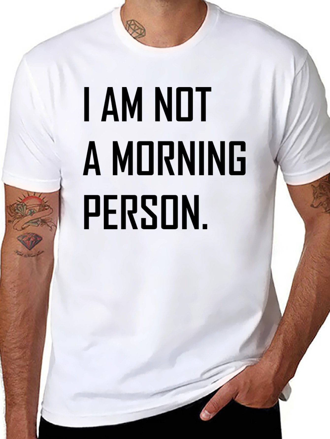 Black I Am Not A Morning Person Funny Graphic Tee view 8