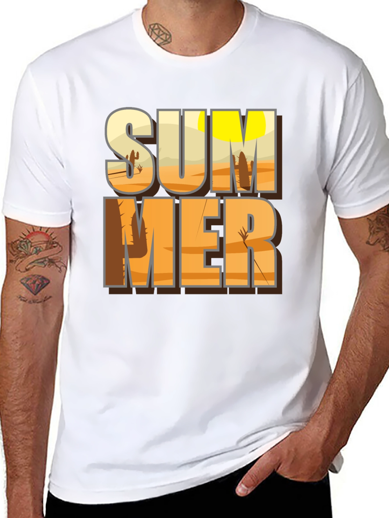 Black Summer Desert Graphic Tee - Black T-Shirt view 8