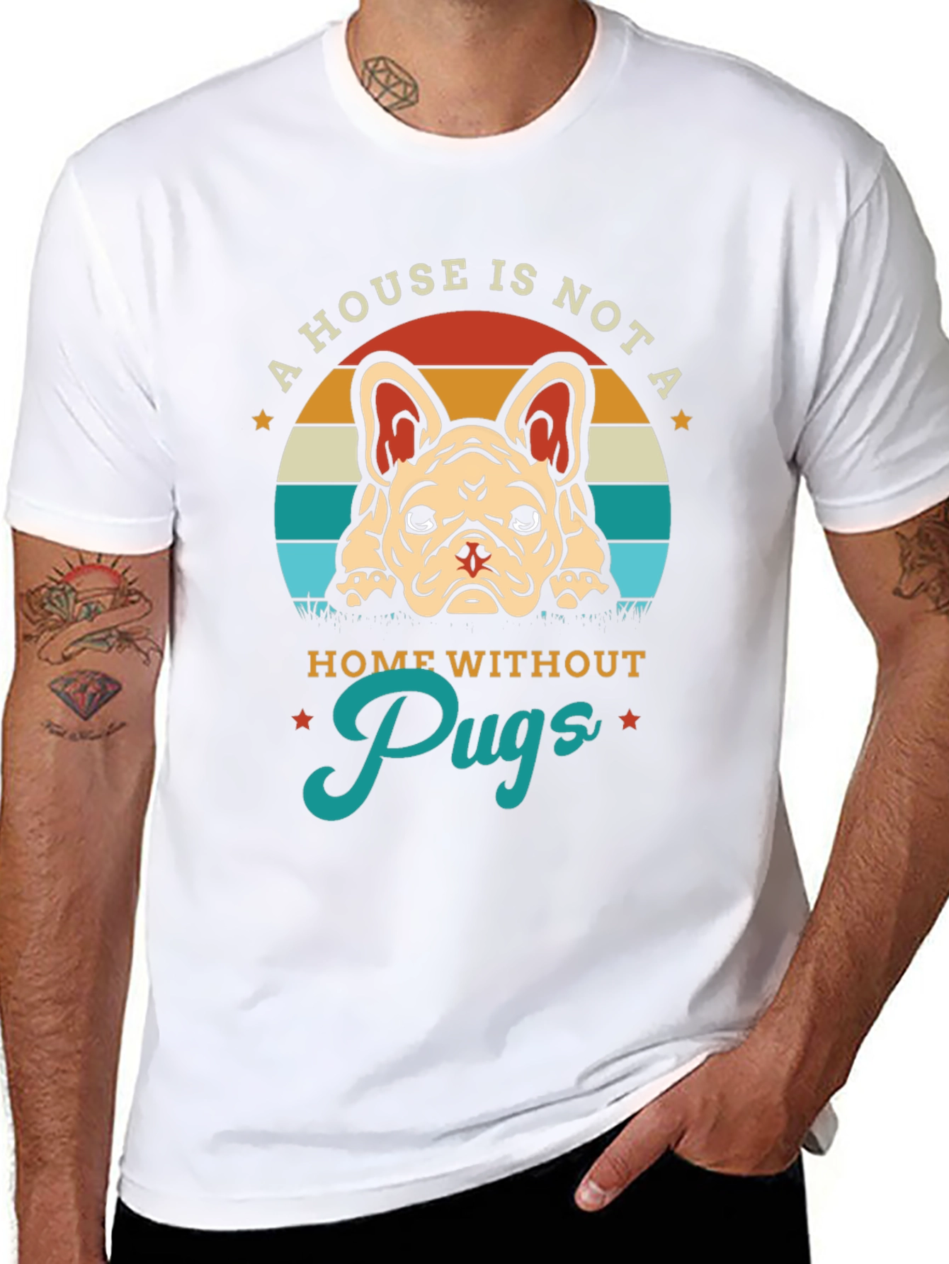 Black A House Is Not A Home Without Pugs T-Shirt view 8