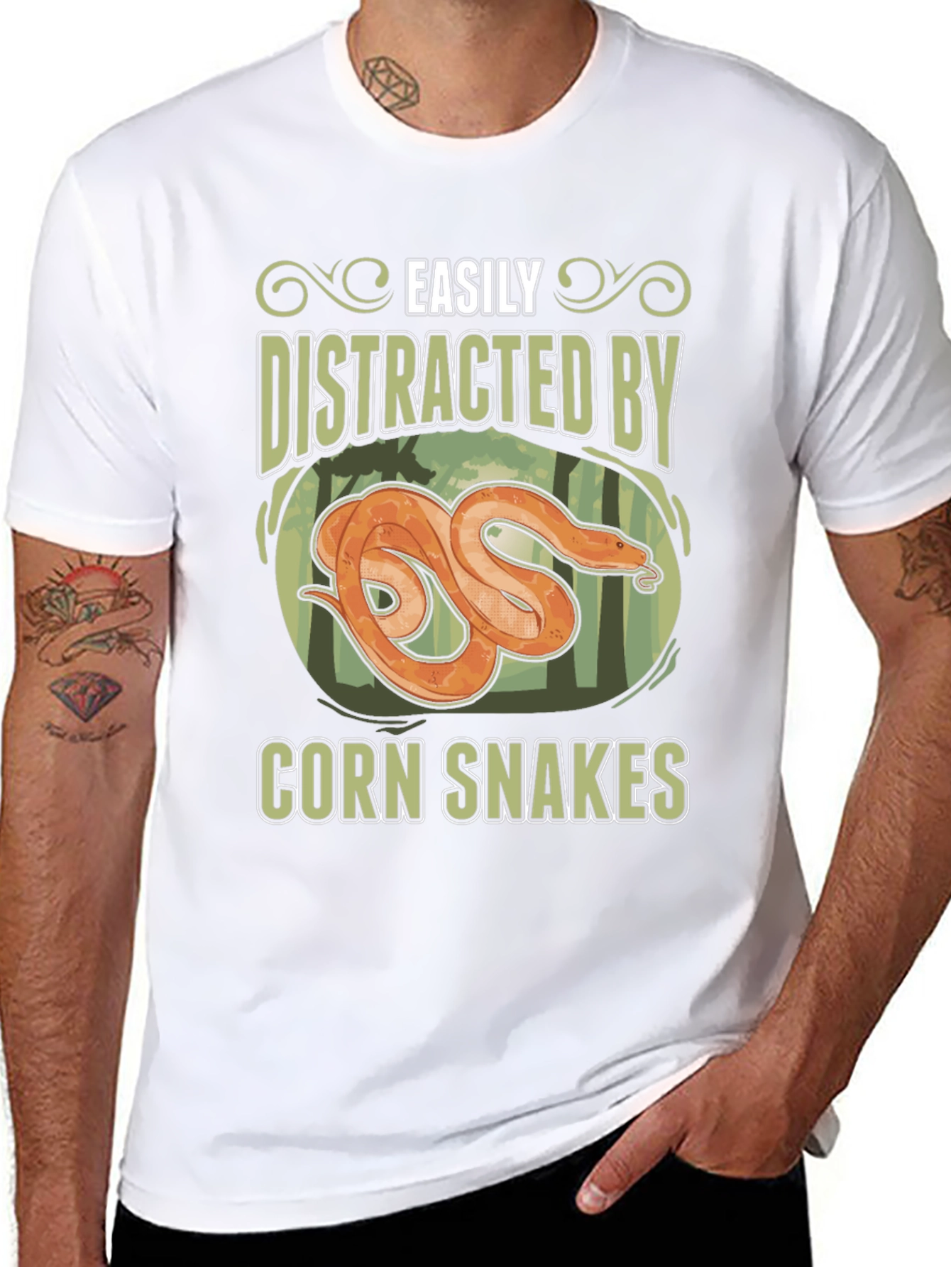 Black Easily Distracted By Corn Snakes Graphic T-Shirt view 8