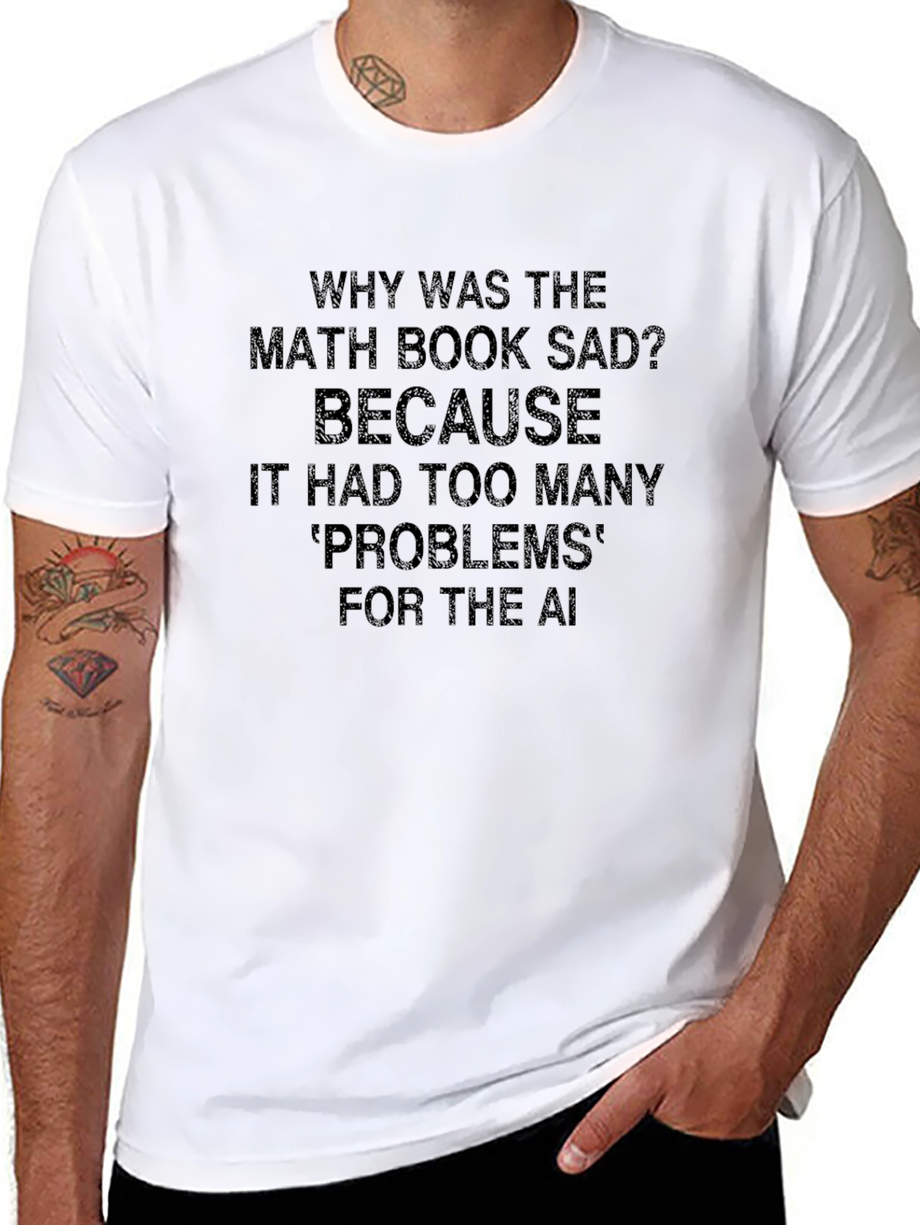 Black Math Book Sad Joke T-Shirt - AI Humor Tee view 8