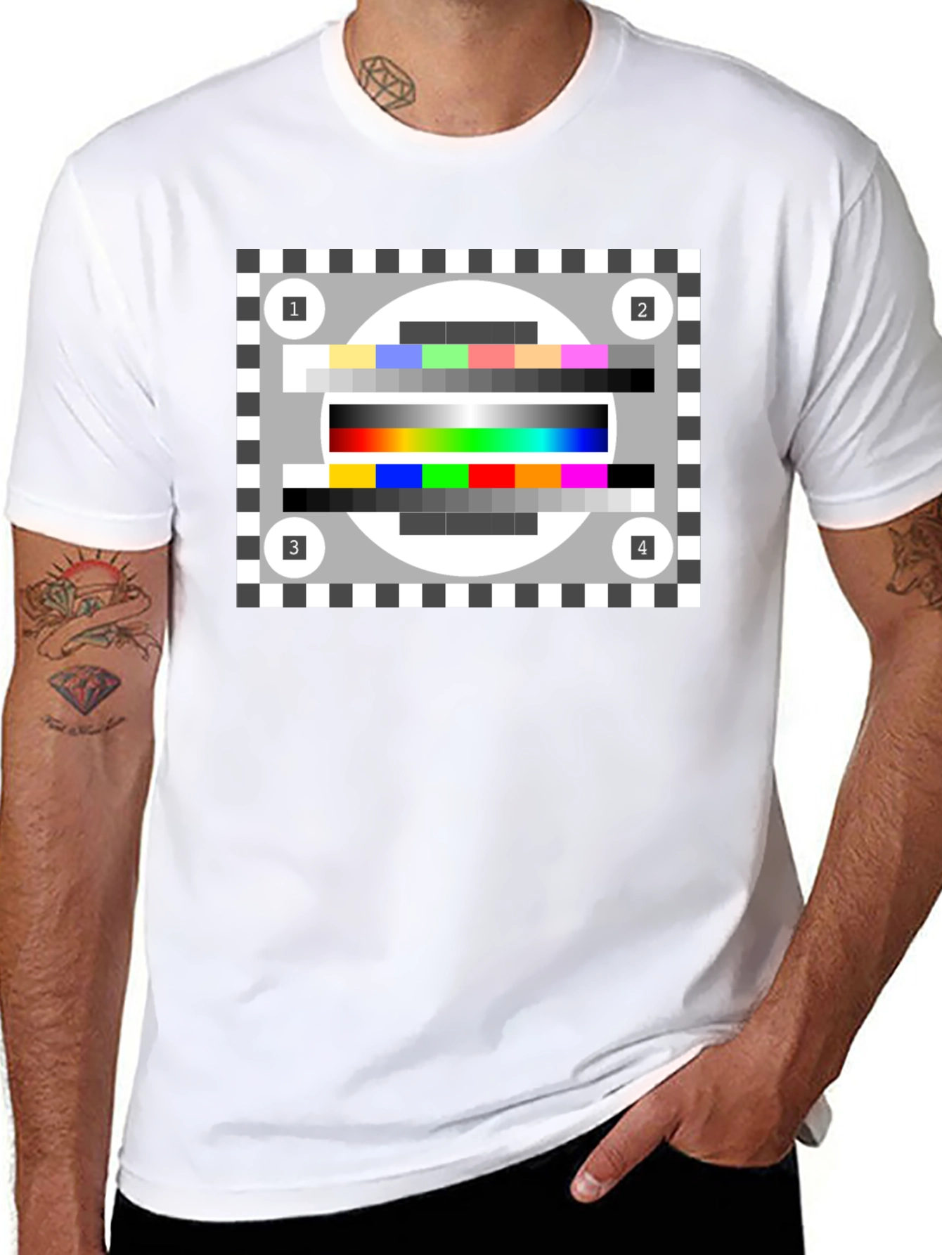 Black TV Test Pattern Black Tee - Stay Tuned! view 8