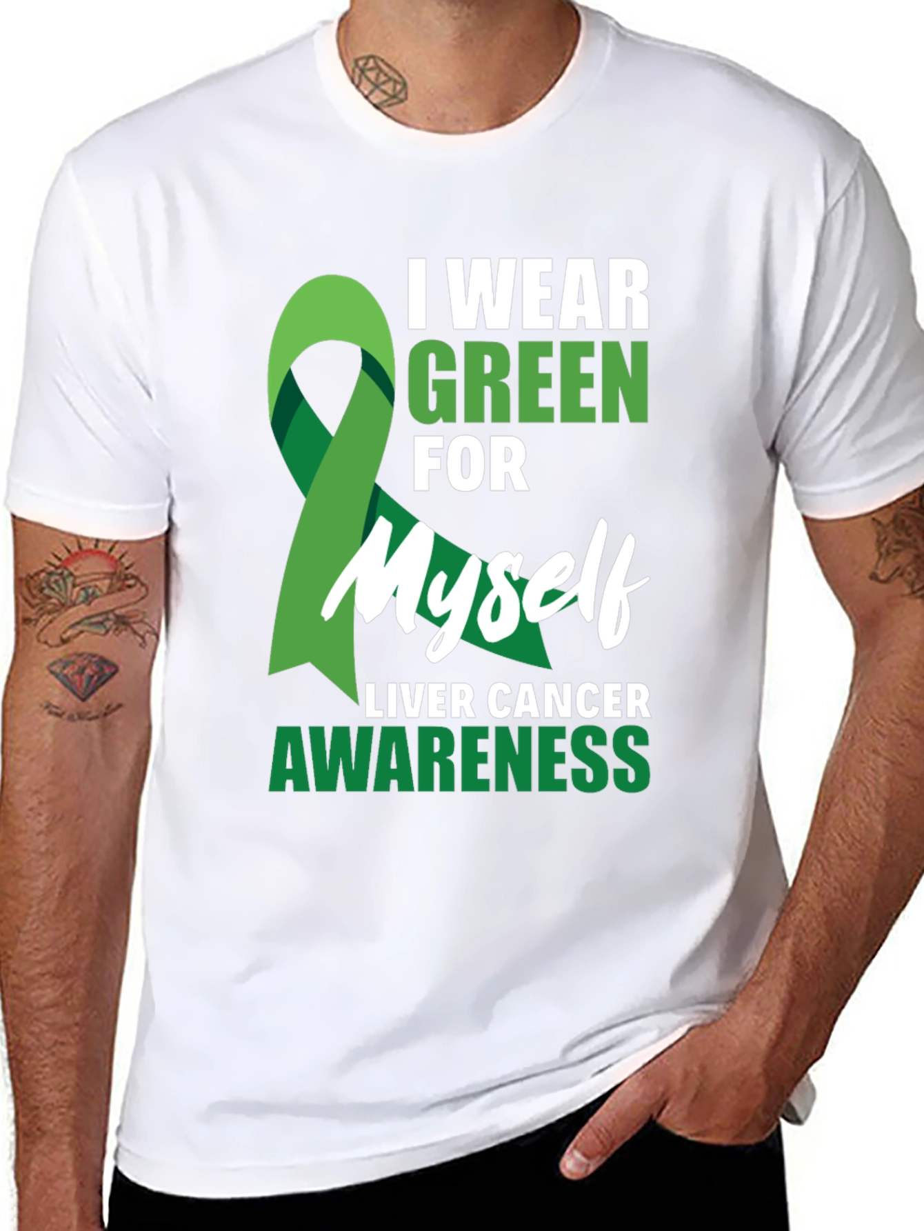 Green Ribbon Liver Cancer Awareness T-Shirt - 8