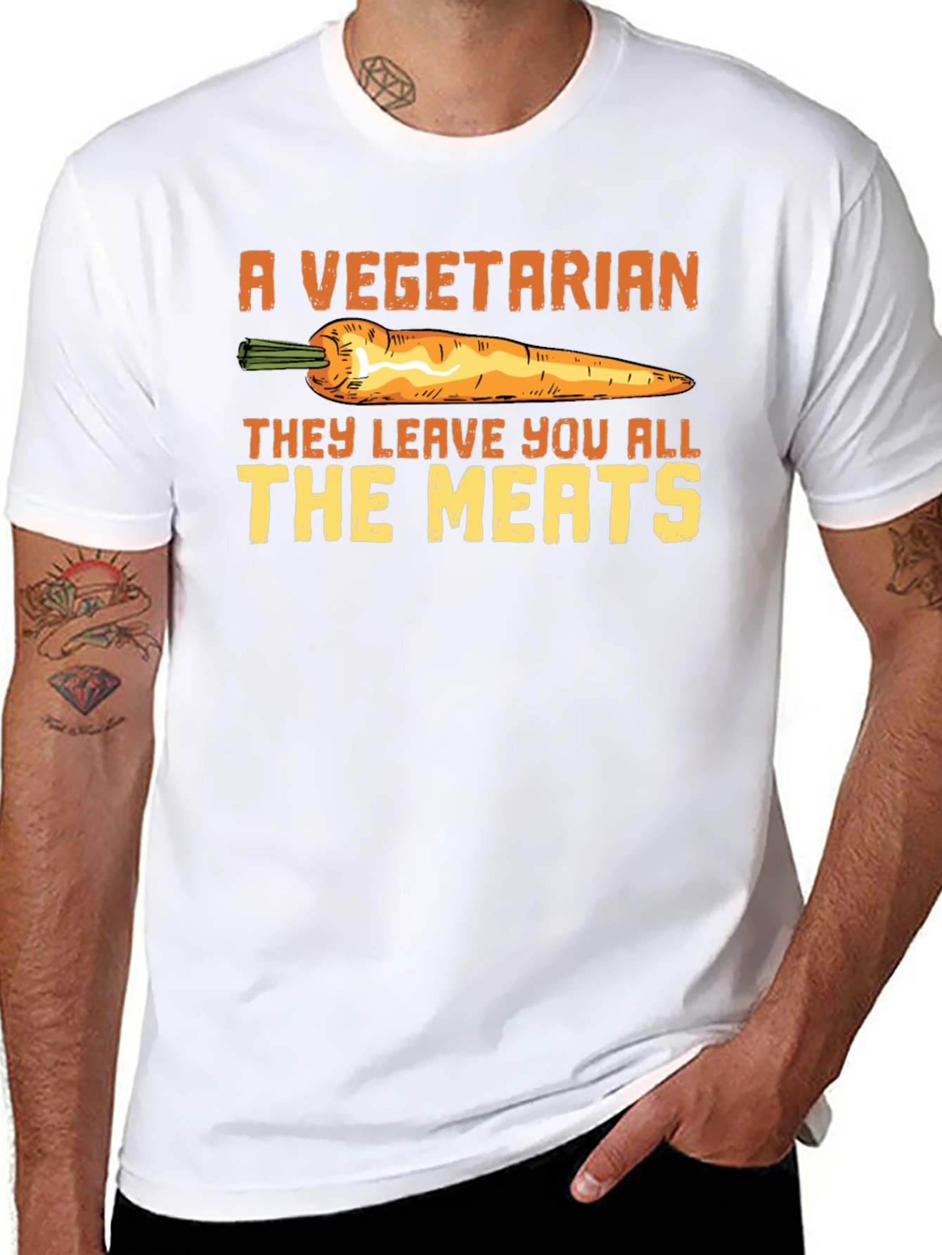 Black Vegetarian All The Meats Funny T-Shirt view 8