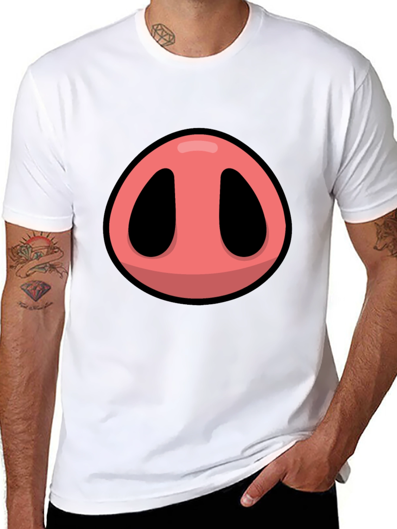 Black Pig Nose Graphic T-Shirt - Fun Animal Tee view 8