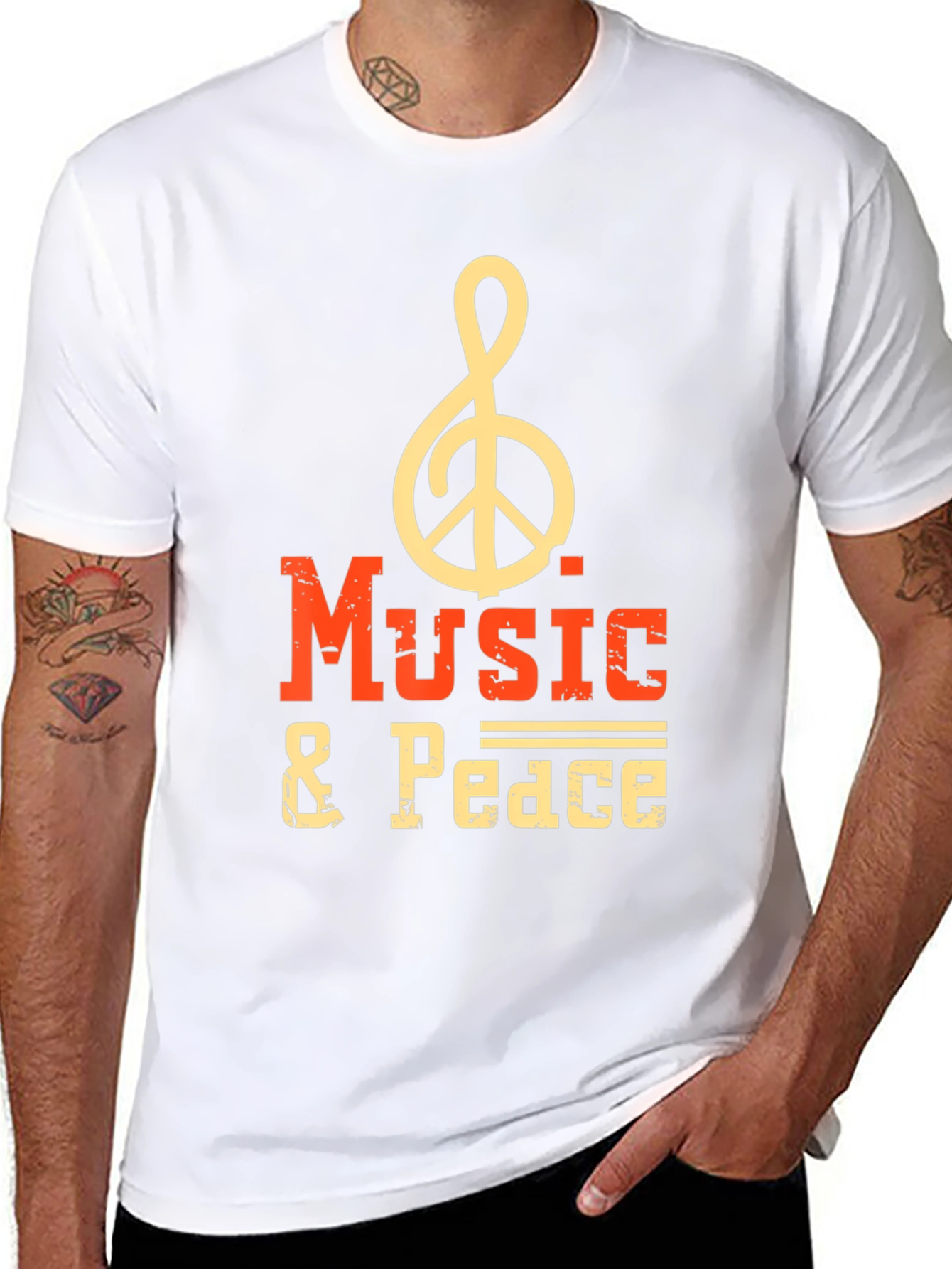 Black Music & Peace T-Shirt - Stylish Graphic Tee view 8