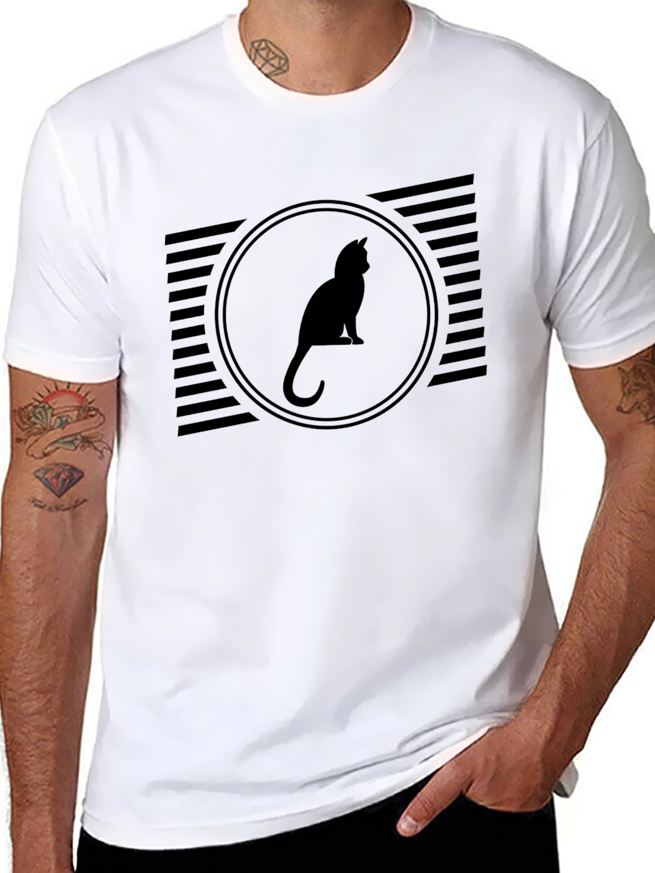 Black Black Cat Silhouette Graphic T-Shirt view 8
