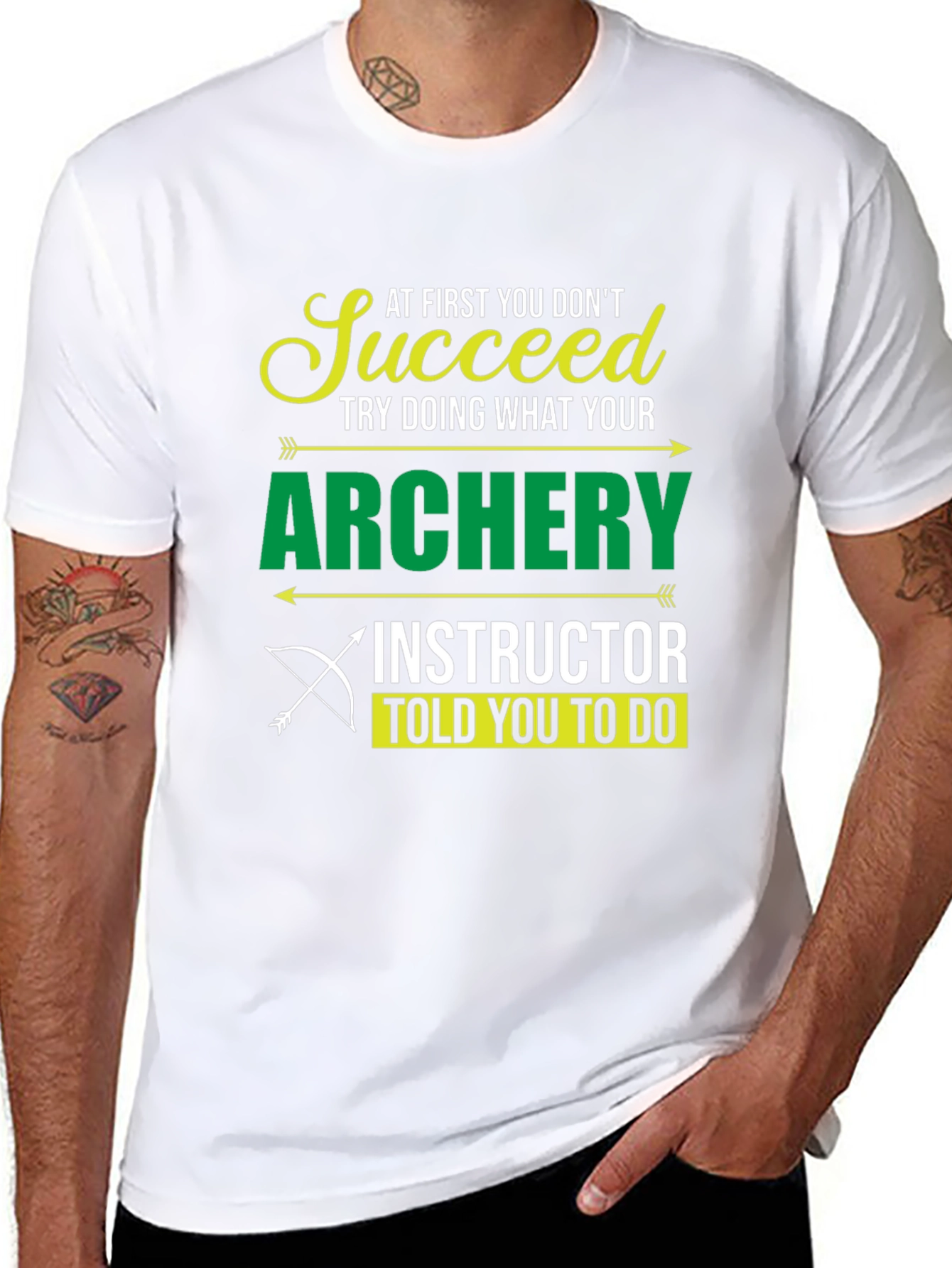 Black Archery Instructor T-Shirt - Succeed at First You Don't view 8