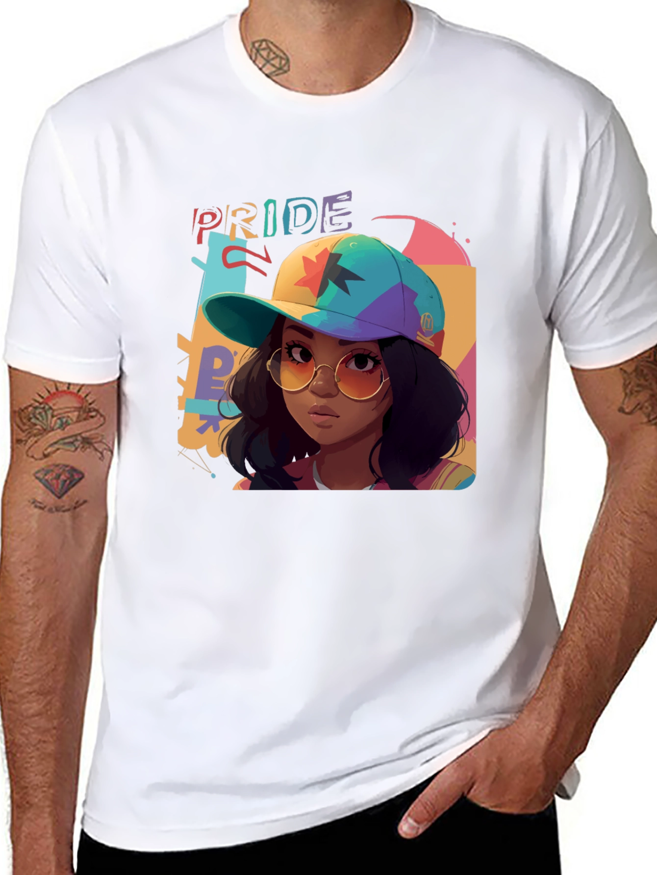 Black Pride Graphic Tee - Colorful Cartoon Woman view 8