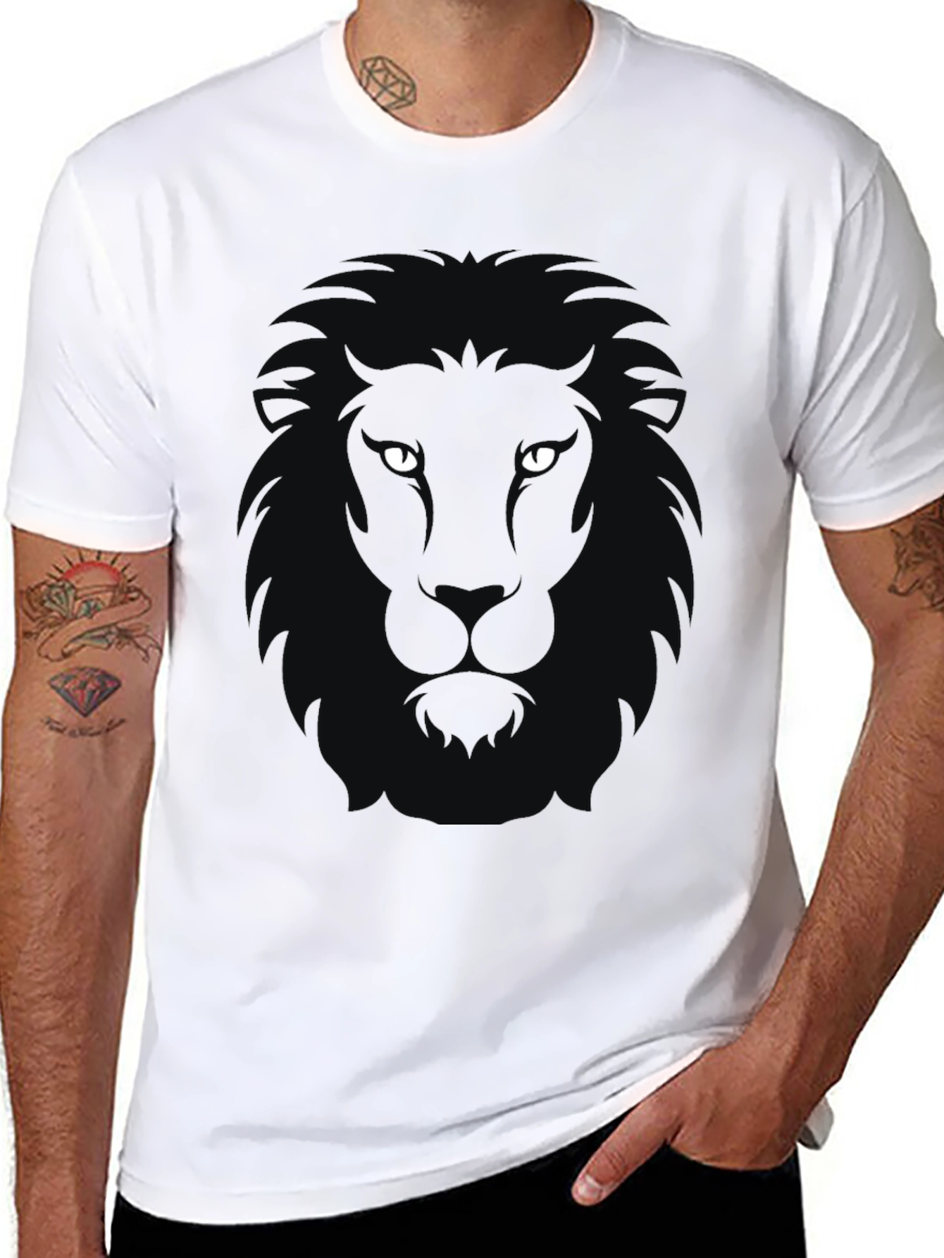 Black Black Lion Graphic T-Shirt - Men's Short Sleeve Crew Neck view 8