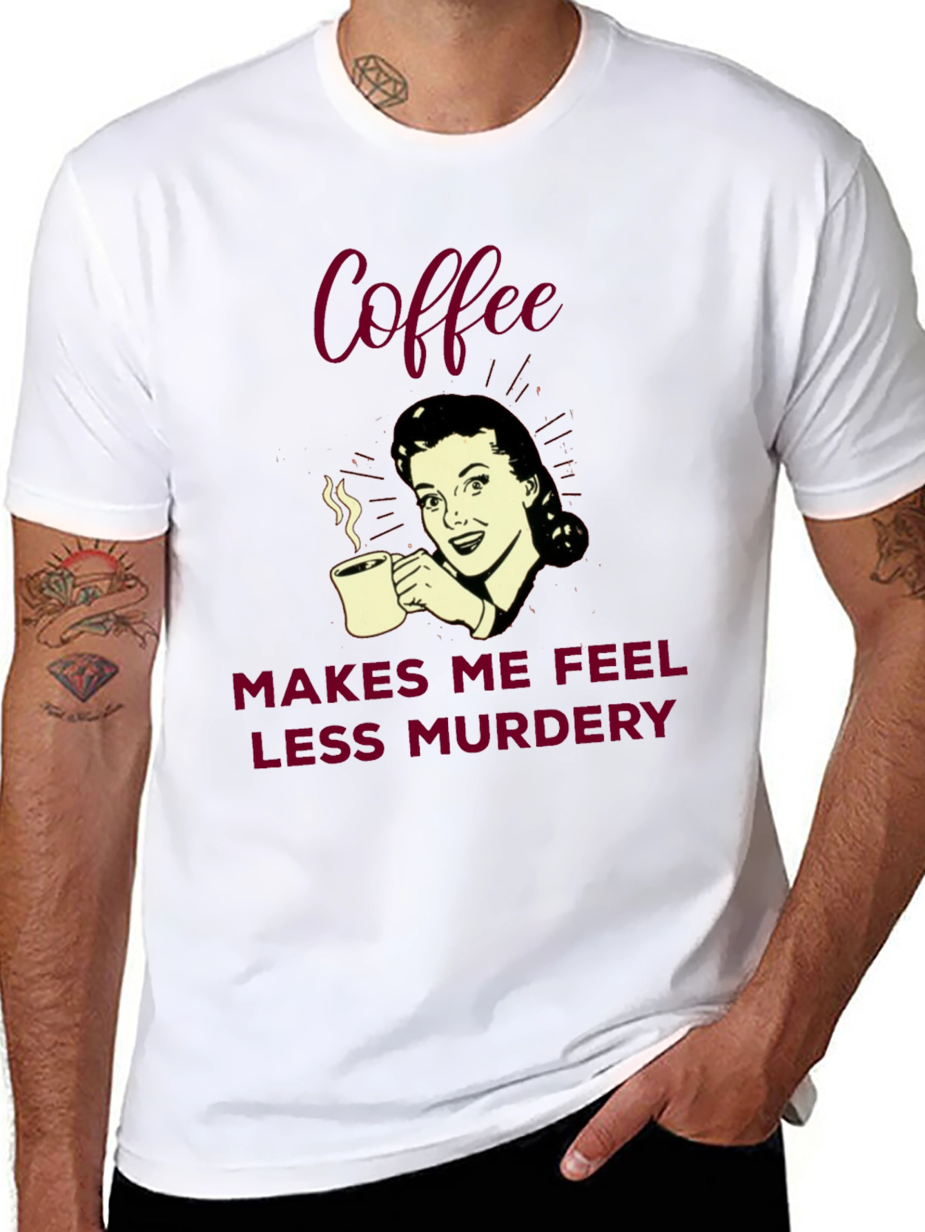 Black Coffee Makes Me Feel Less Murdery Graphic Tee view 8