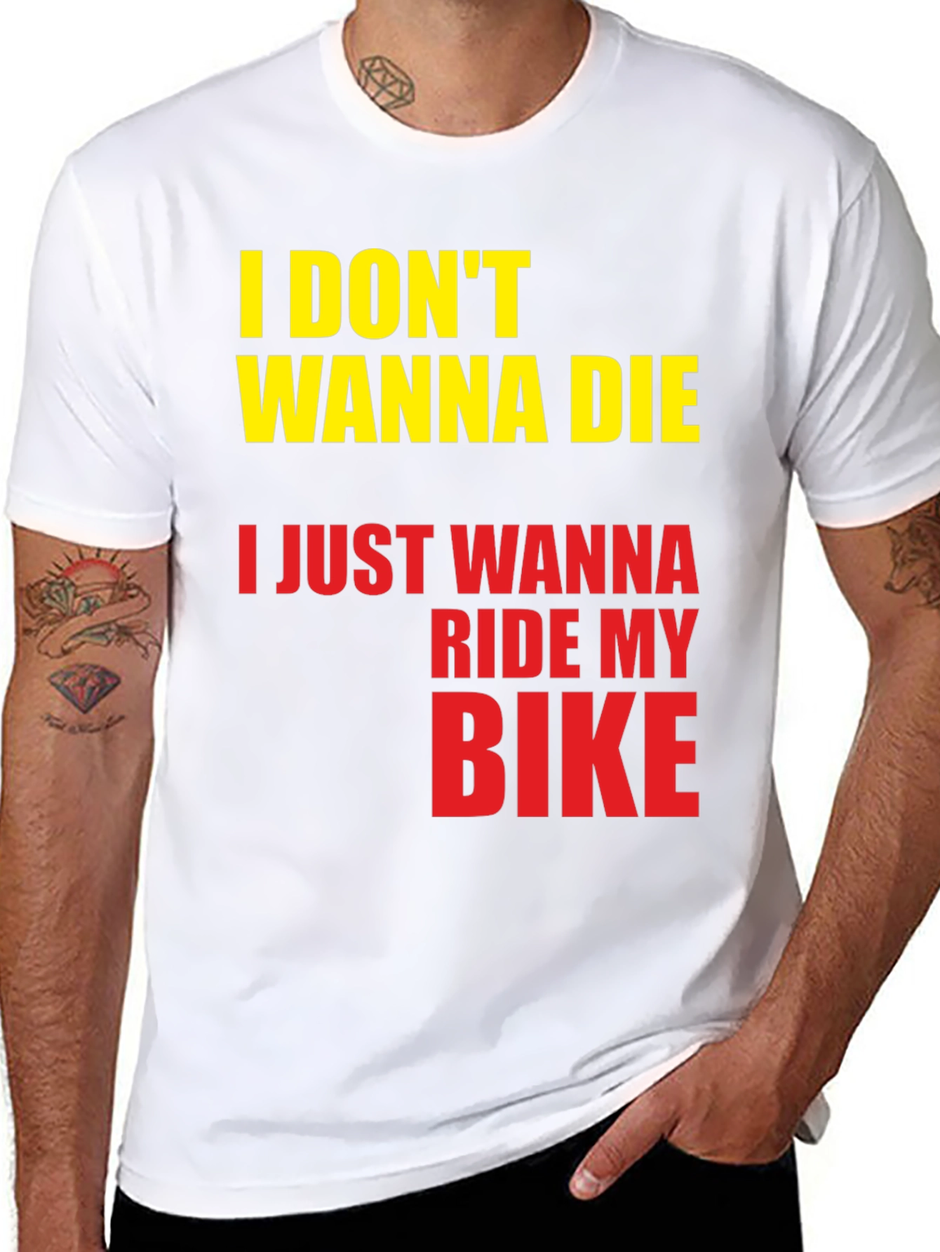 Black I Don't Wanna Die, I Just Wanna Ride My Bike T-Shirt view 8