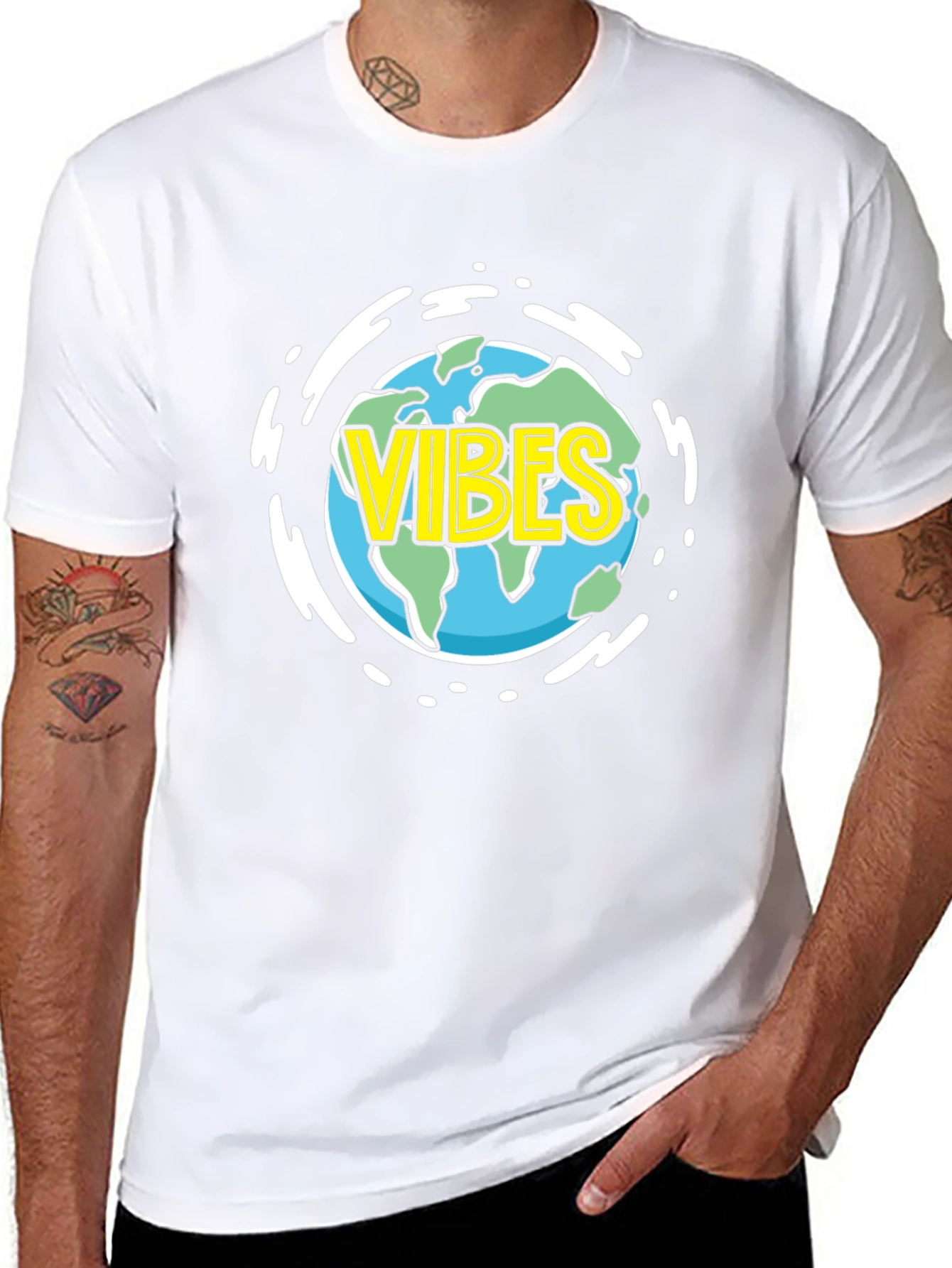 Black Vibes Earth Graphic T-Shirt - Black view 8