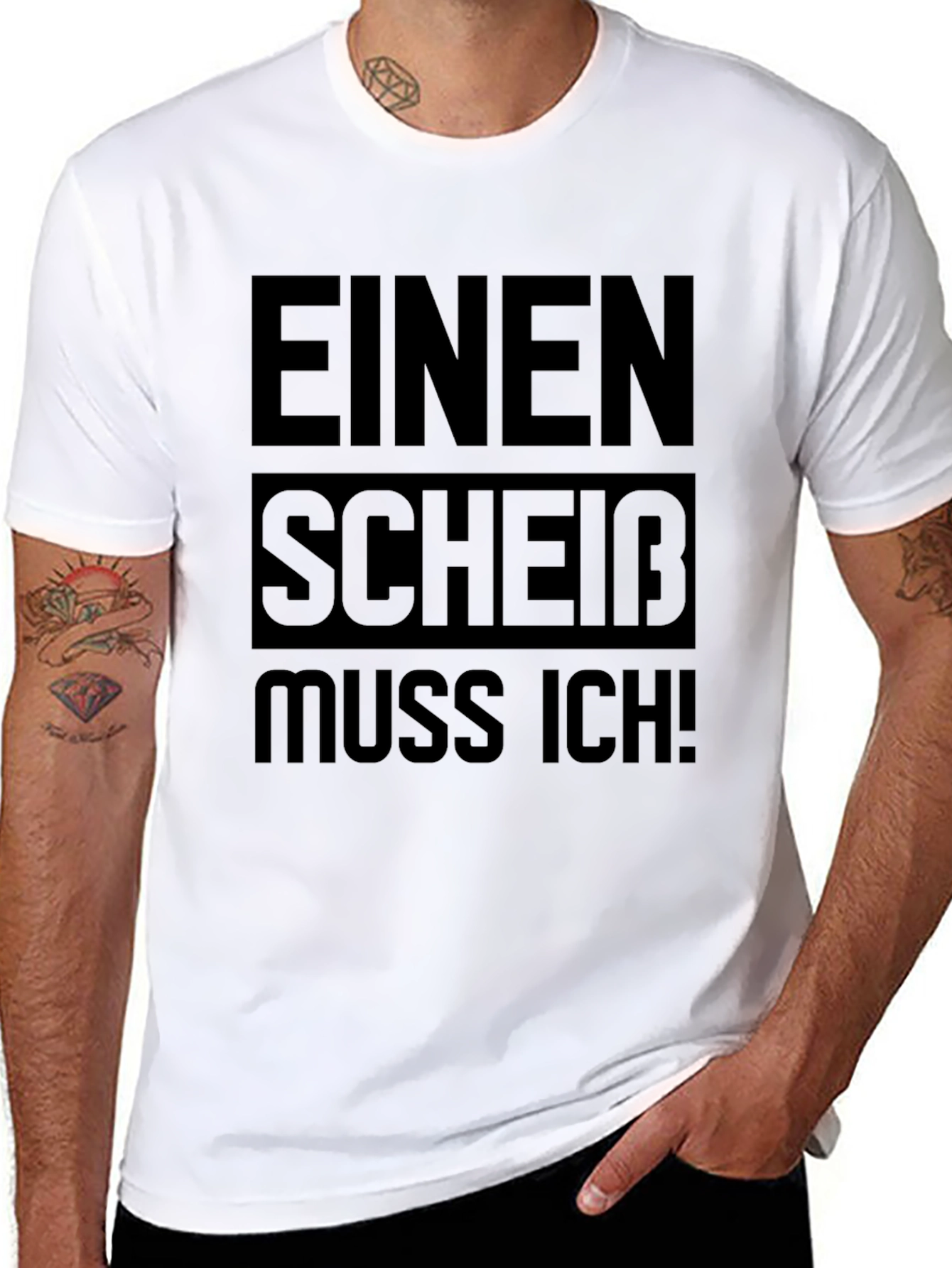 Black EINEN SCHEIB MUSS ICH! Graphic Tee - Funny German Slogan T-Shirt view 8